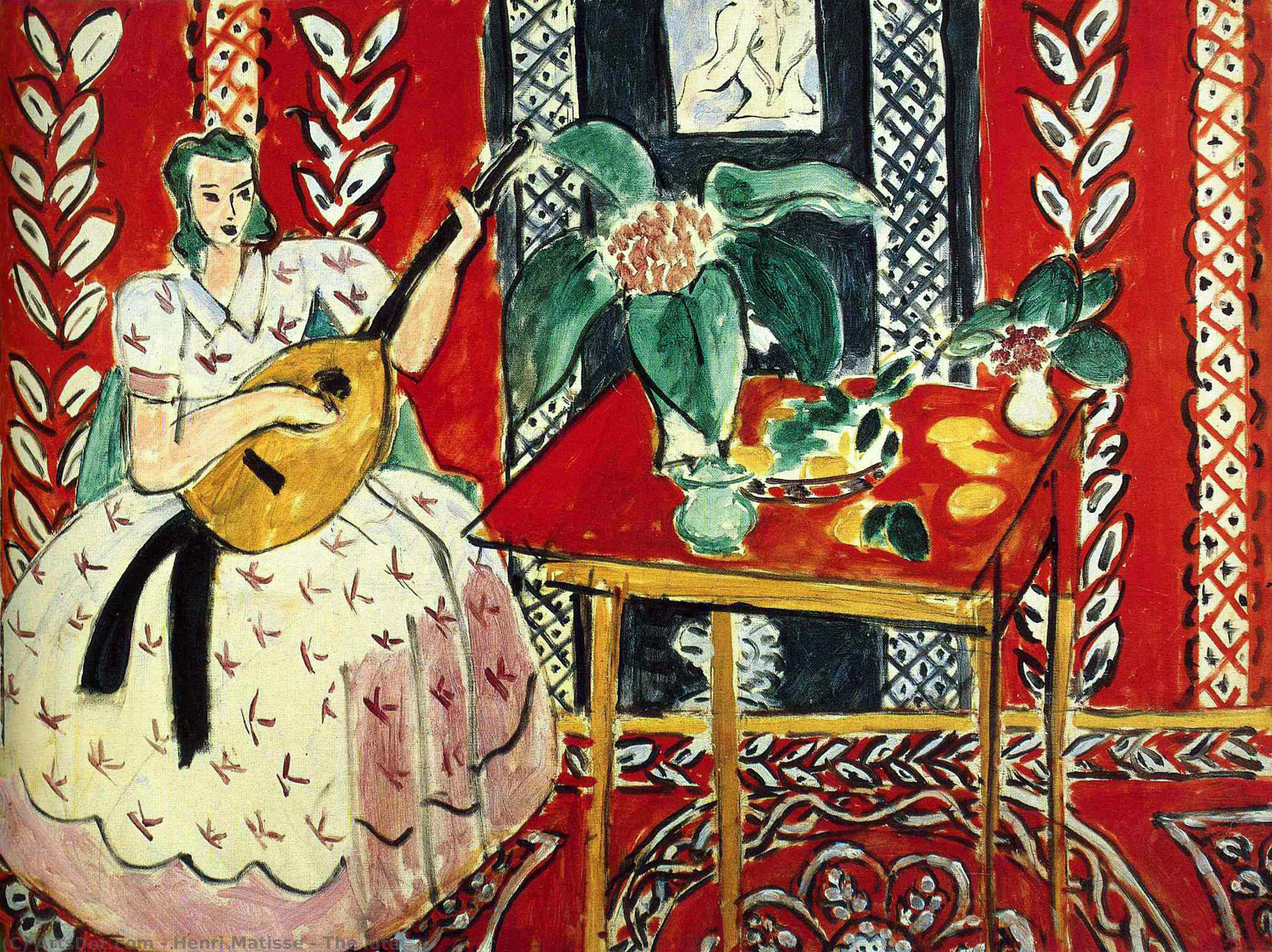 Wikoo.org - موسوعة الفنون الجميلة - اللوحة، العمل الفني Henri Matisse - The lute