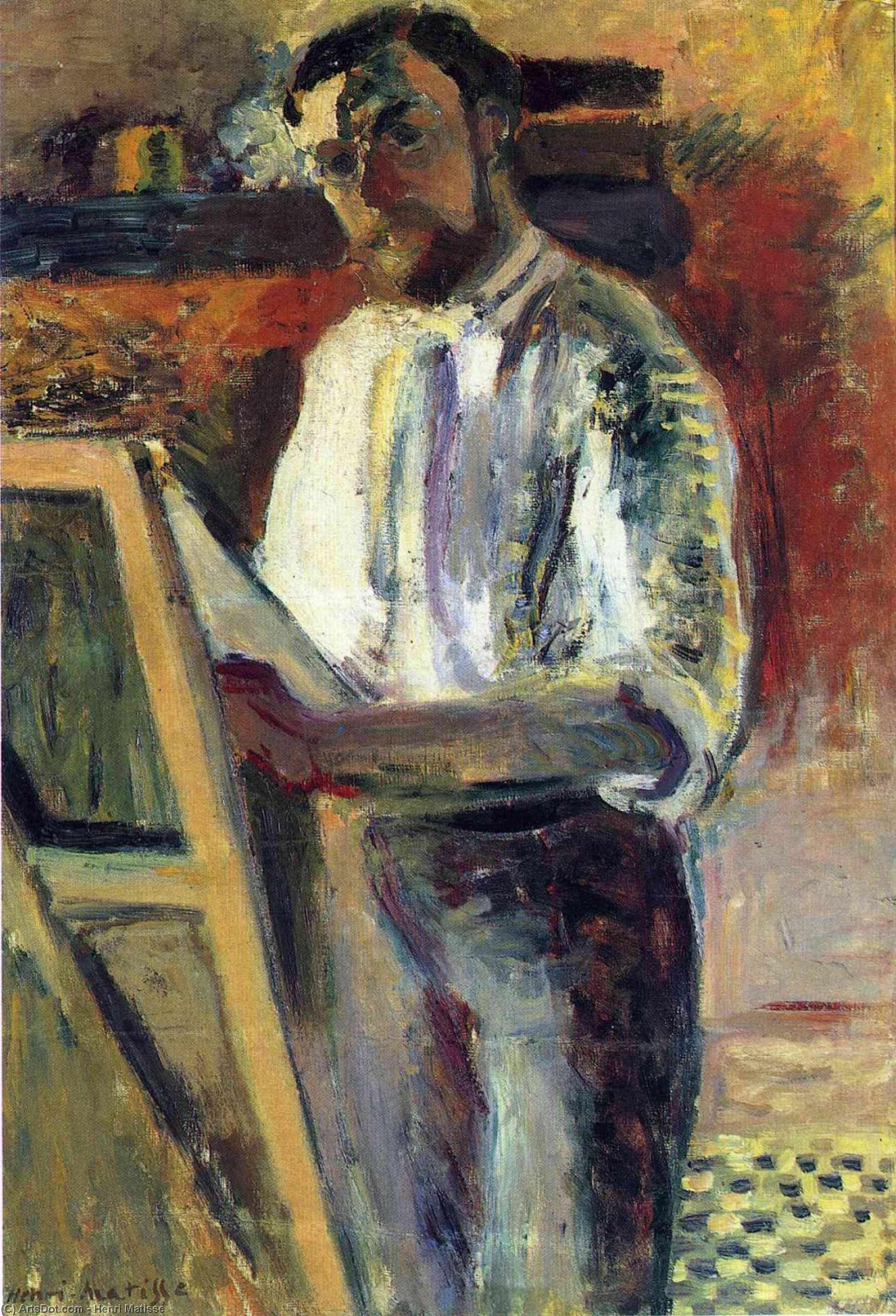 WikiOO.org - Enciklopedija dailės - Tapyba, meno kuriniai Henri Matisse - Self-Portrait in Shirtsleeves