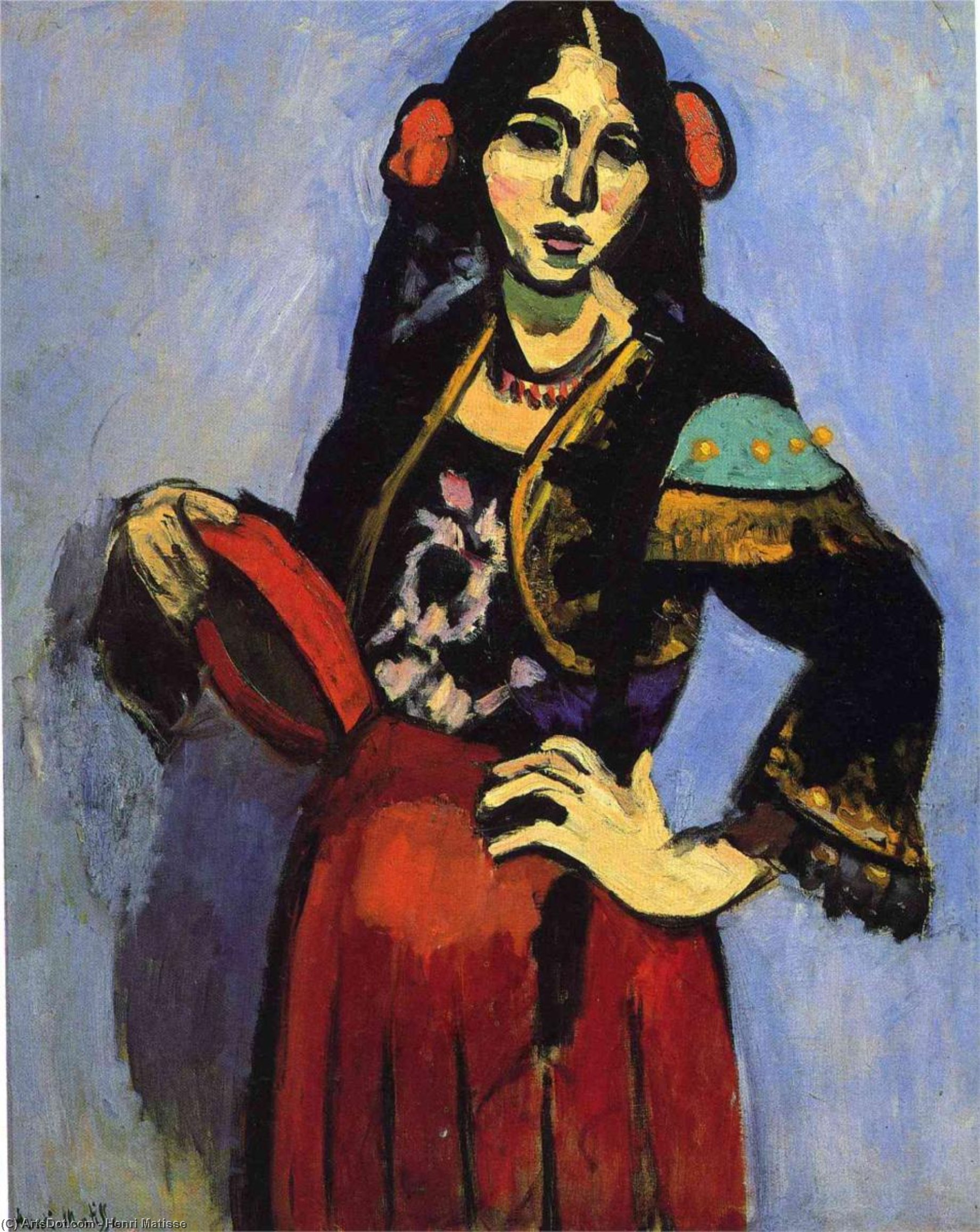 Wikoo.org - موسوعة الفنون الجميلة - اللوحة، العمل الفني Henri Matisse - Spanish Woman with a Tamborine
