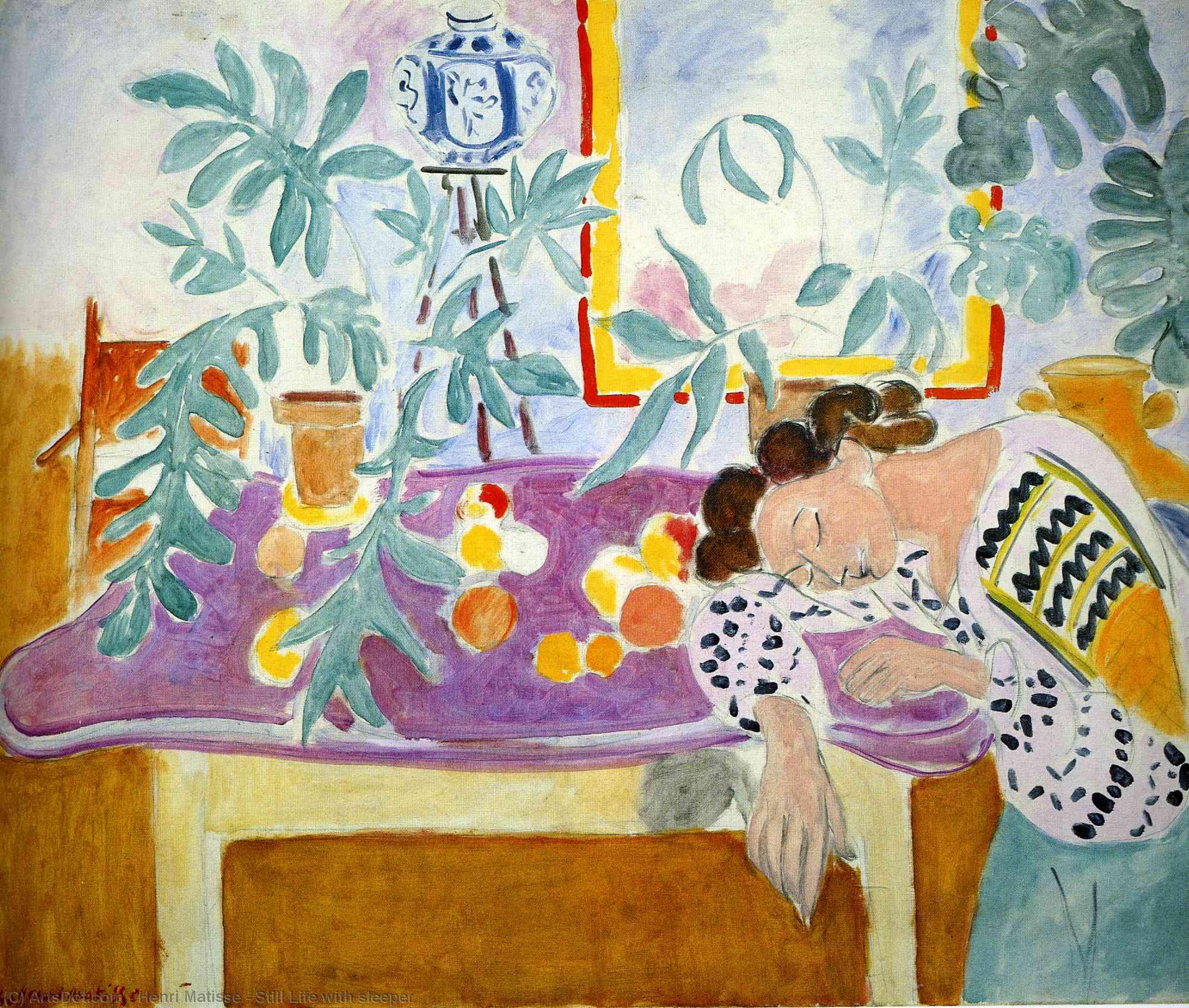 Wikoo.org - موسوعة الفنون الجميلة - اللوحة، العمل الفني Henri Matisse - Still Life with sleeper