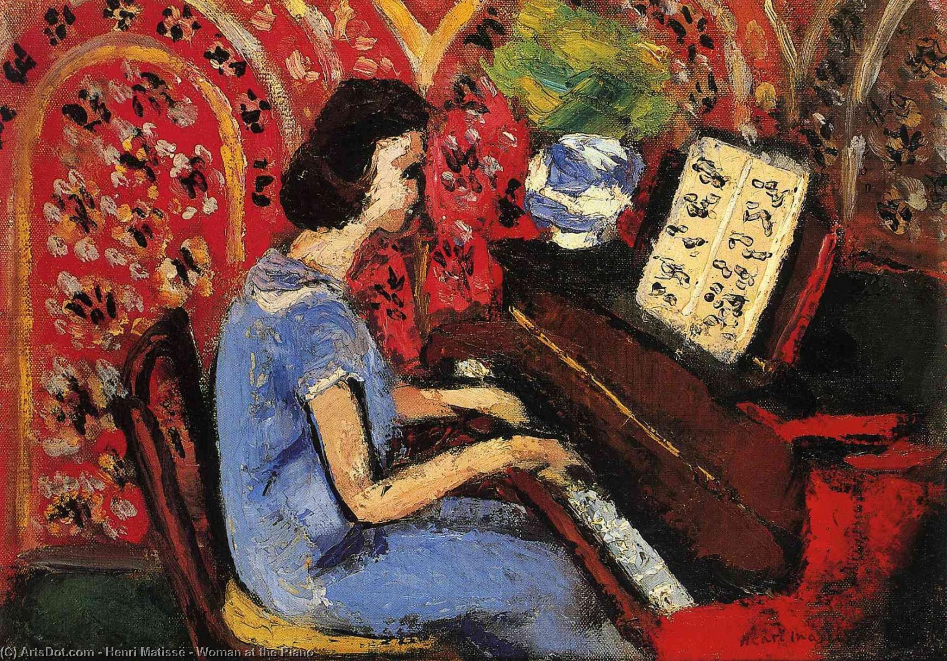 WikiOO.org - Enciklopedija dailės - Tapyba, meno kuriniai Henri Matisse - Woman at the Piano