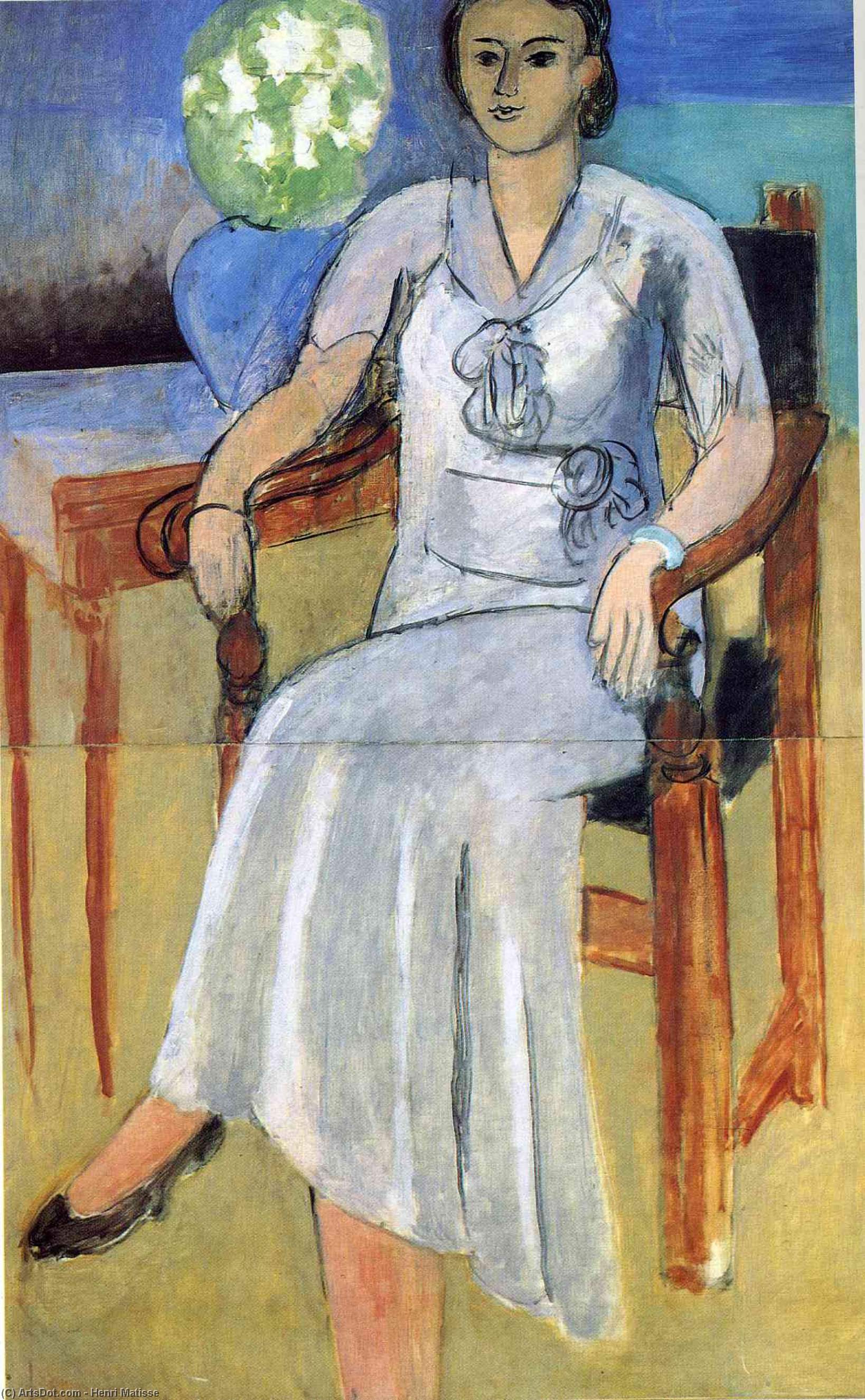 Wikioo.org - Die Enzyklopädie bildender Kunst - Malerei, Kunstwerk von Henri Matisse - frau mit ein weißer kleid