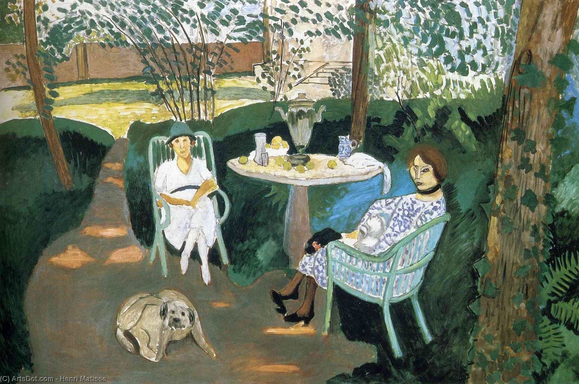 Wikoo.org - موسوعة الفنون الجميلة - اللوحة، العمل الفني Henri Matisse - Tea in the Garden