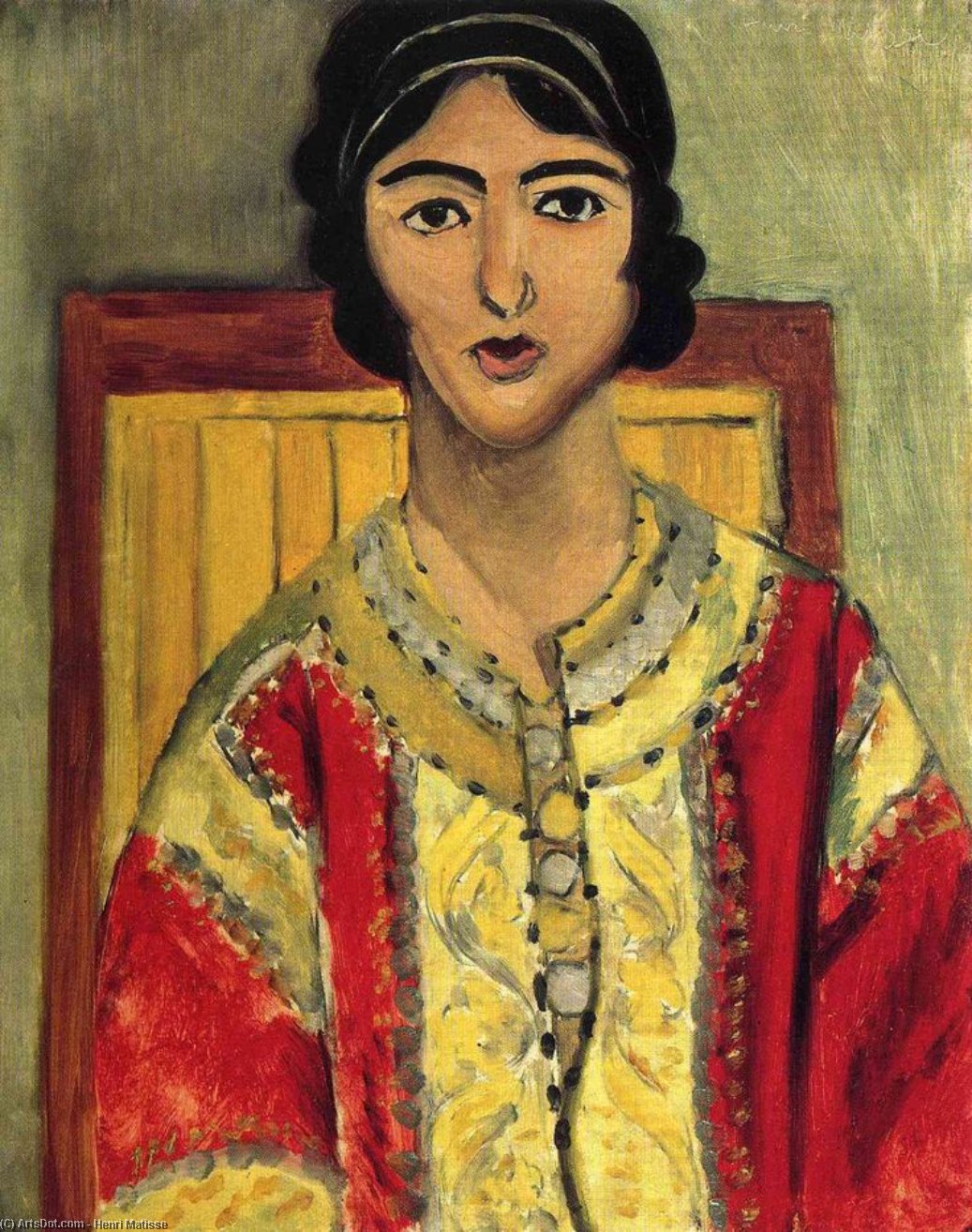 Wikioo.org - Die Enzyklopädie bildender Kunst - Malerei, Kunstwerk von Henri Matisse - Lorette mit ein rotes kleid