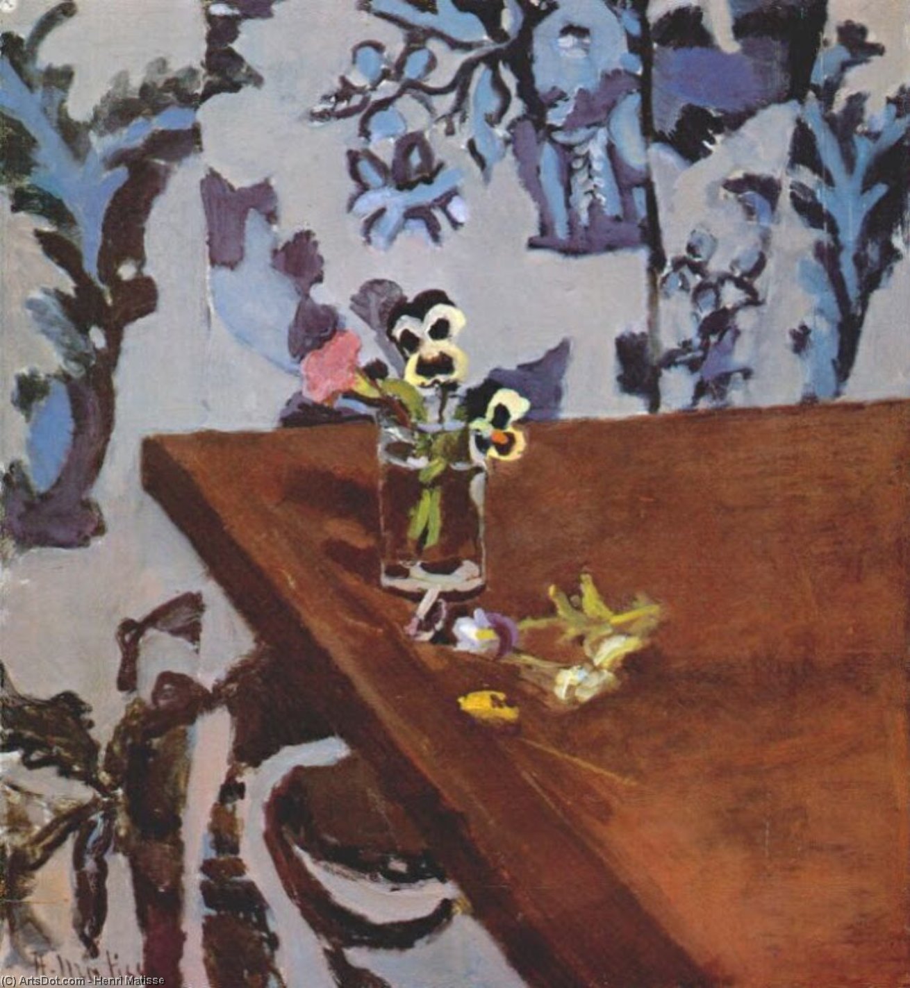 Wikioo.org - The Encyclopedia of Fine Arts - Painting, Artwork by Henri Matisse - Pansies on a Table