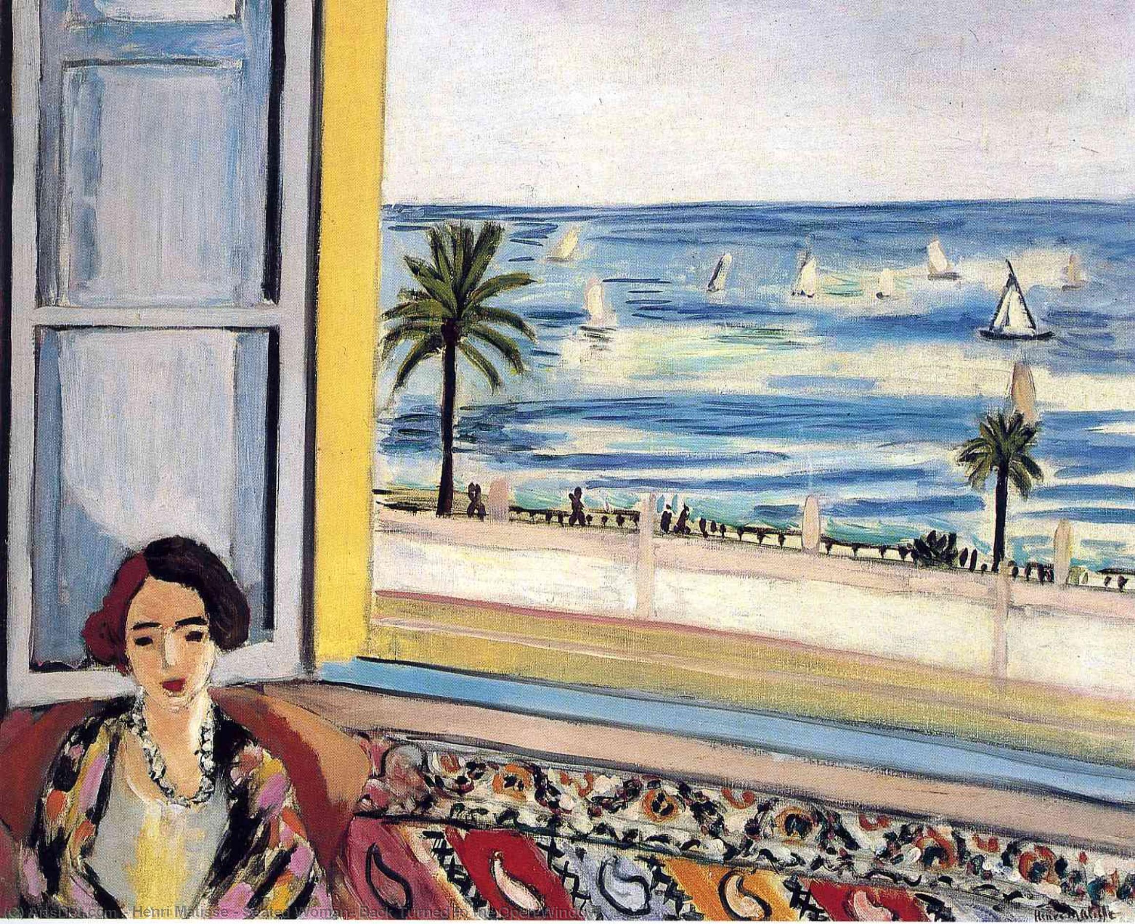 WikiOO.org – 美術百科全書 - 繪畫，作品 Henri Matisse - 坐着的女人 回  转身  到  的  打开  窗口