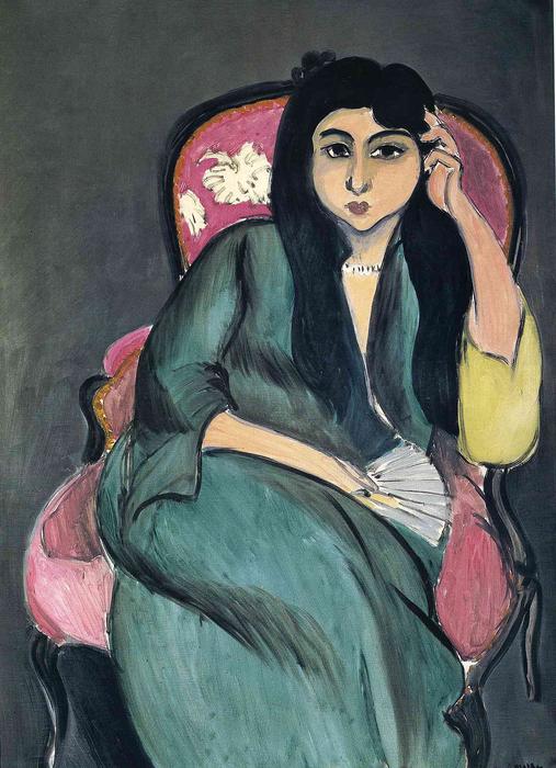 Wikioo.org – La Enciclopedia de las Bellas Artes - Pintura, Obras de arte de Henri Matisse - Laurette en verde para  Un  clavel  silla