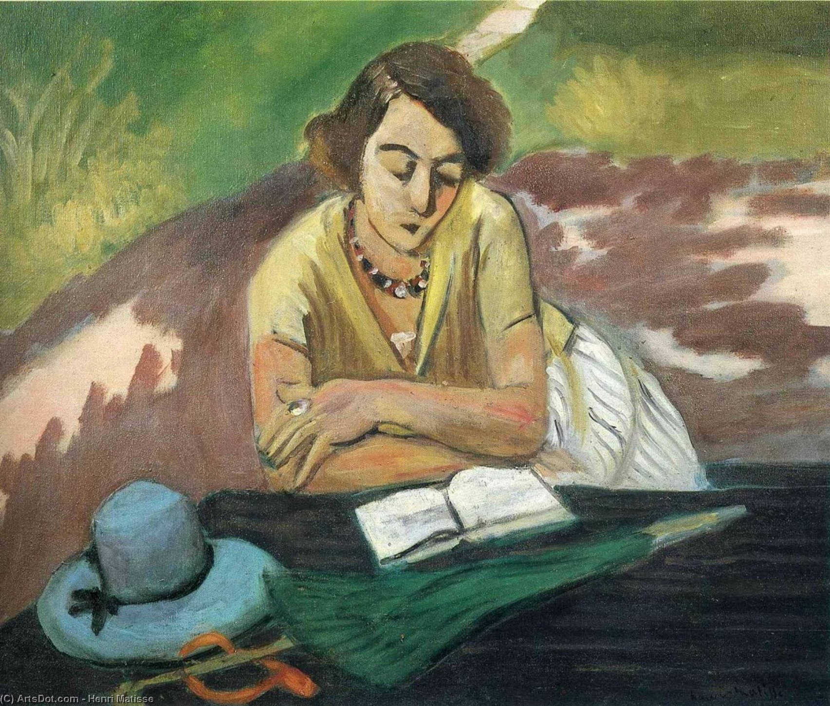 Wikioo.org - The Encyclopedia of Fine Arts - Painting, Artwork by Henri Matisse - Reading Woman with Parasol