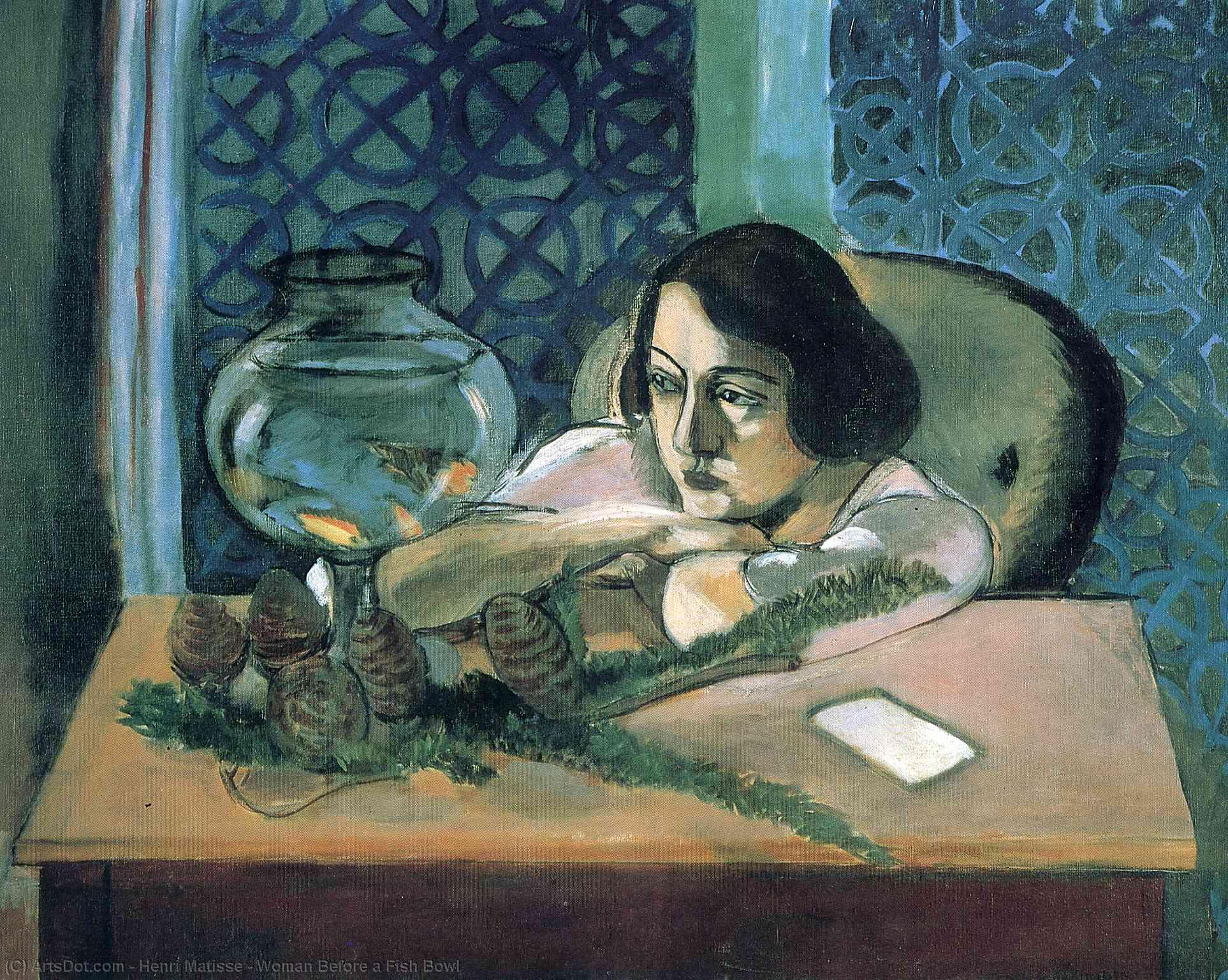 WikiOO.org - Encyclopedia of Fine Arts - Festés, Grafika Henri Matisse - Woman Before a Fish Bowl