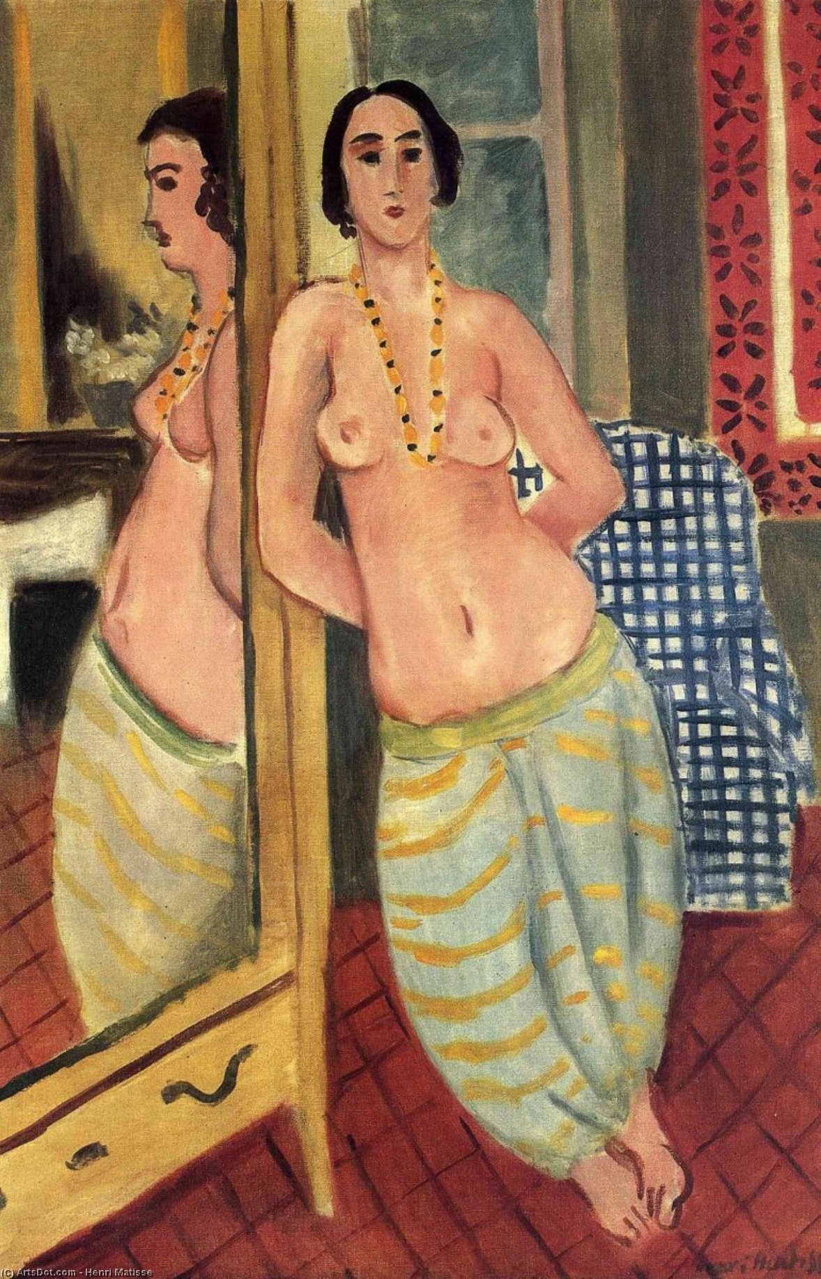 Wikioo.org - Bách khoa toàn thư về mỹ thuật - Vẽ tranh, Tác phẩm nghệ thuật Henri Matisse - Standing Odalisque Reflected in a Mirror