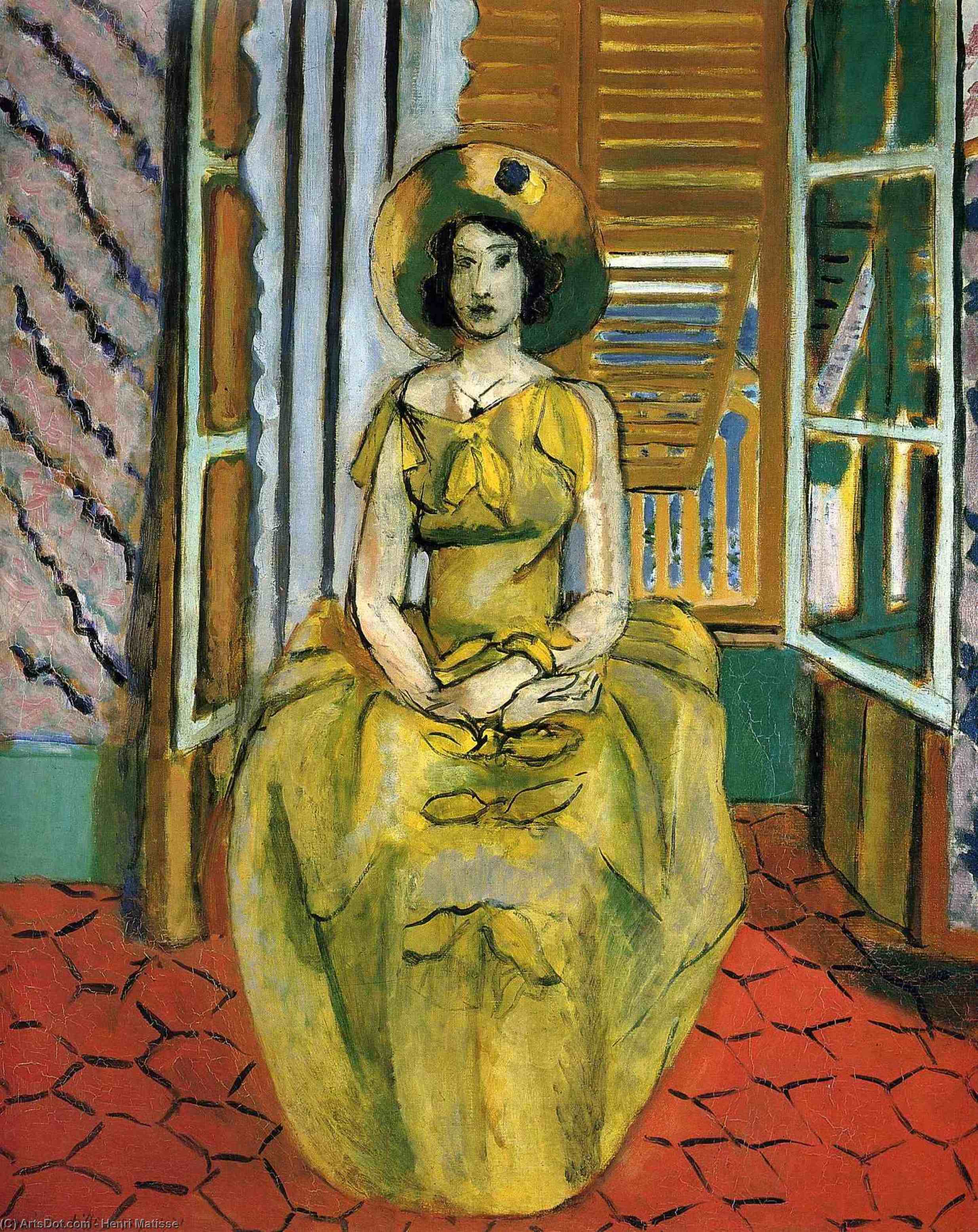 Wikoo.org - موسوعة الفنون الجميلة - اللوحة، العمل الفني Henri Matisse - The Yellow Dress