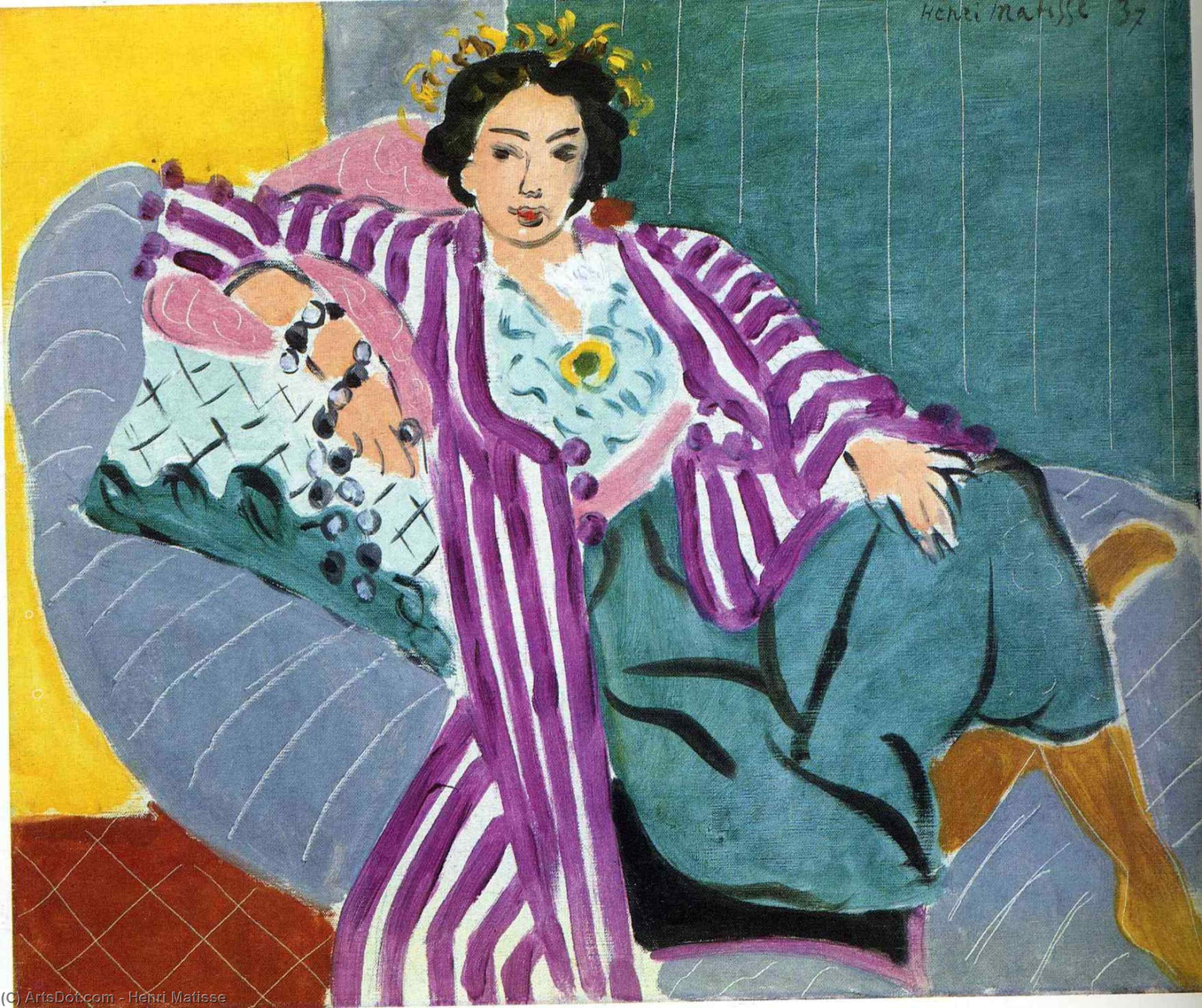 Wikoo.org - موسوعة الفنون الجميلة - اللوحة، العمل الفني Henri Matisse - Small Odalisque in Purple Robe