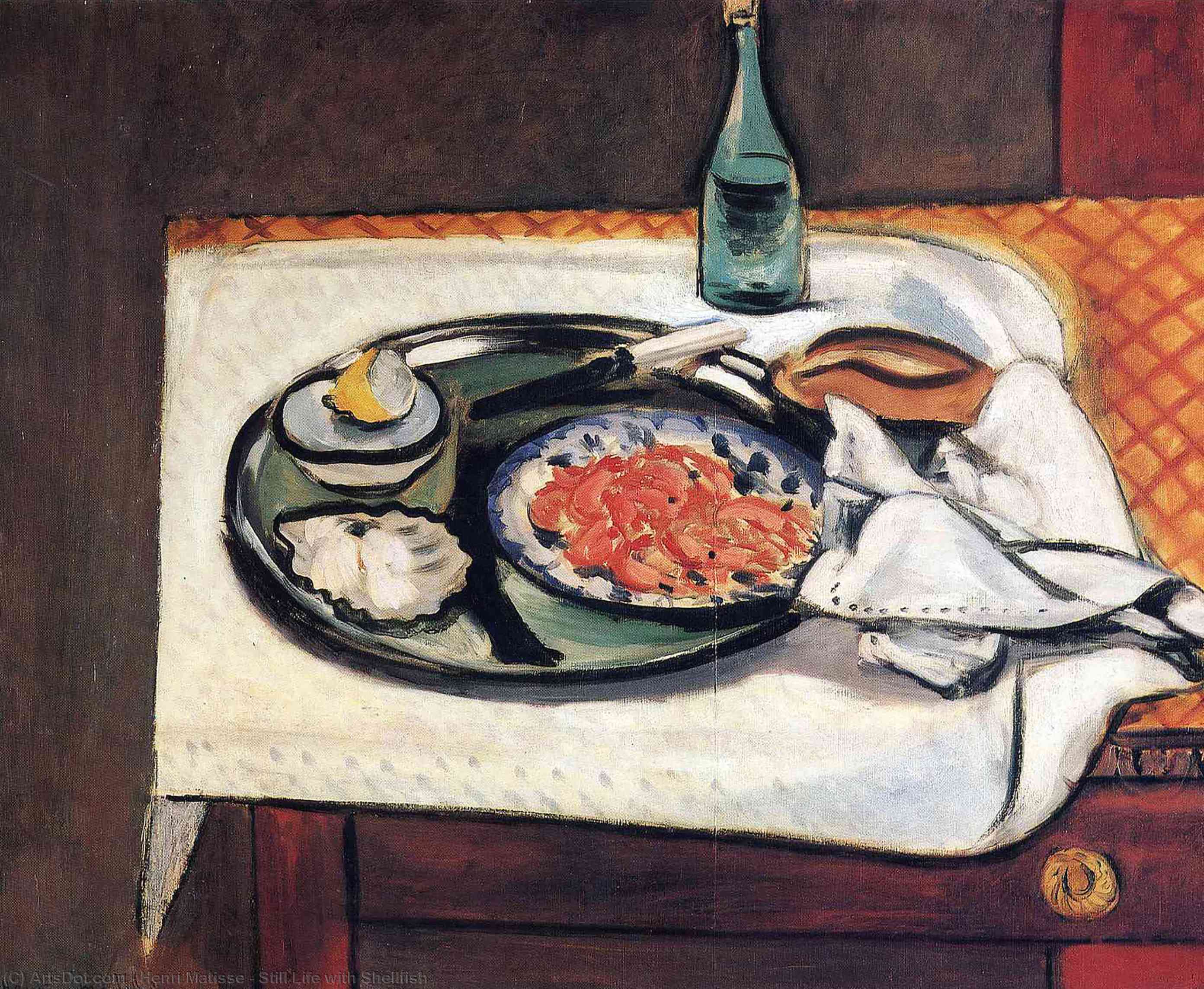 Wikoo.org - موسوعة الفنون الجميلة - اللوحة، العمل الفني Henri Matisse - Still Life with Shellfish