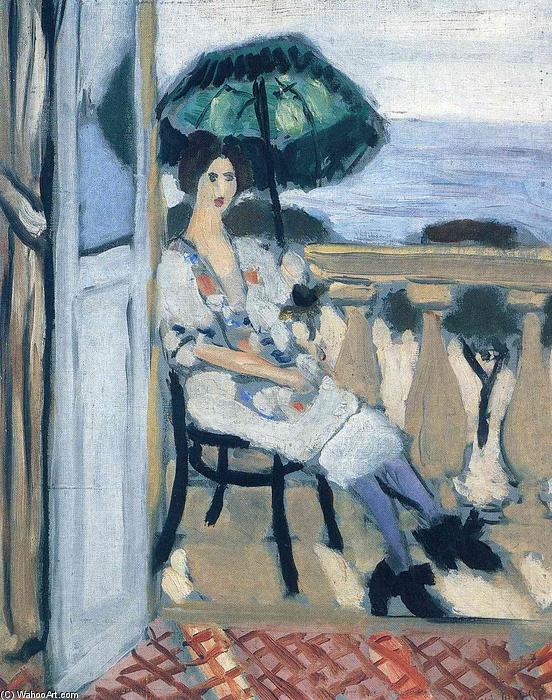 Wikoo.org - موسوعة الفنون الجميلة - اللوحة، العمل الفني Henri Matisse - Woman holding umbrella