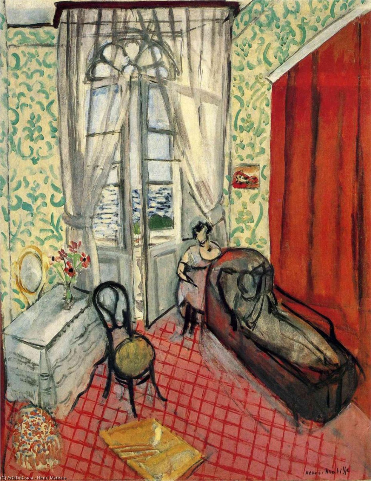 Wikioo.org - The Encyclopedia of Fine Arts - Painting, Artwork by Henri Matisse - Woman on sofa or couch