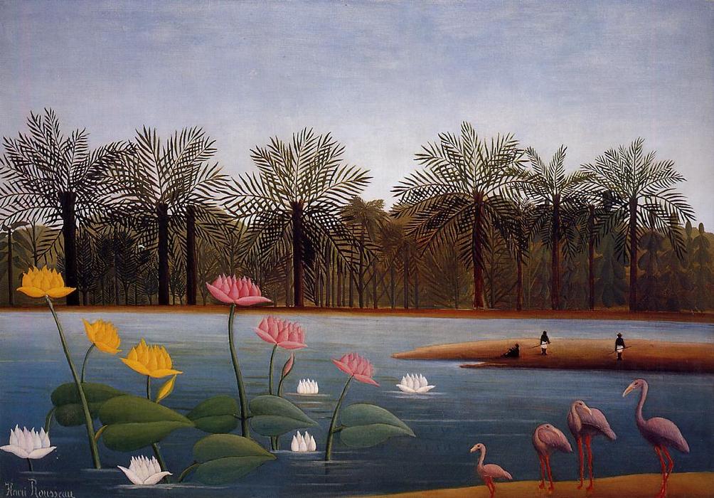 Wikioo.org - The Encyclopedia of Fine Arts - Painting, Artwork by Henri Julien Félix Rousseau (Le Douanier) - The Flamingoes