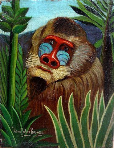 Wikioo.org - The Encyclopedia of Fine Arts - Painting, Artwork by Henri Julien Félix Rousseau (Le Douanier) - Mandrill in the Jungle