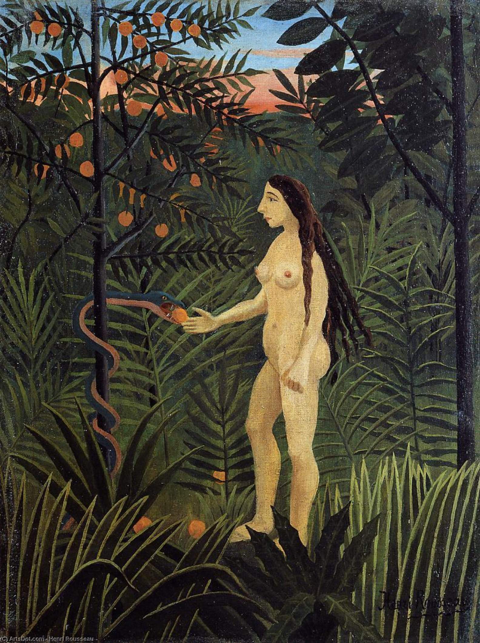 Wikioo.org - The Encyclopedia of Fine Arts - Painting, Artwork by Henri Julien Félix Rousseau (Le Douanier) - Eve