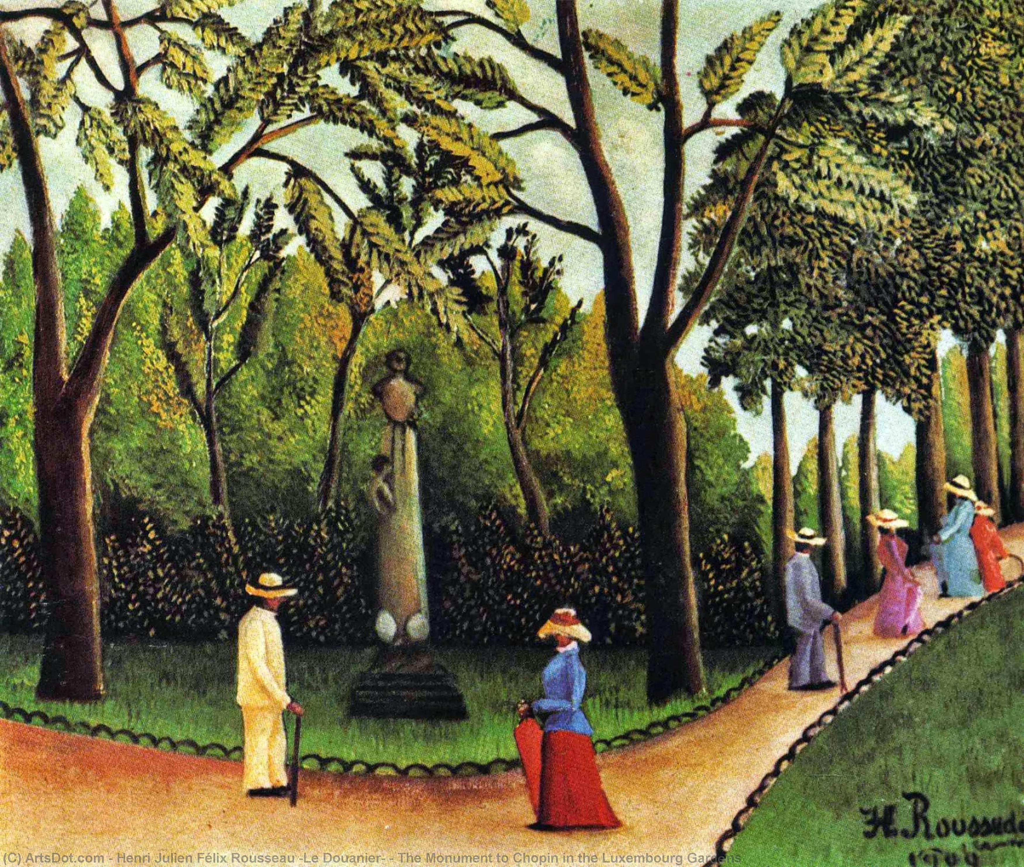 Wikioo.org - The Encyclopedia of Fine Arts - Painting, Artwork by Henri Julien Félix Rousseau (Le Douanier) - The Monument to Chopin in the Luxembourg Gardens