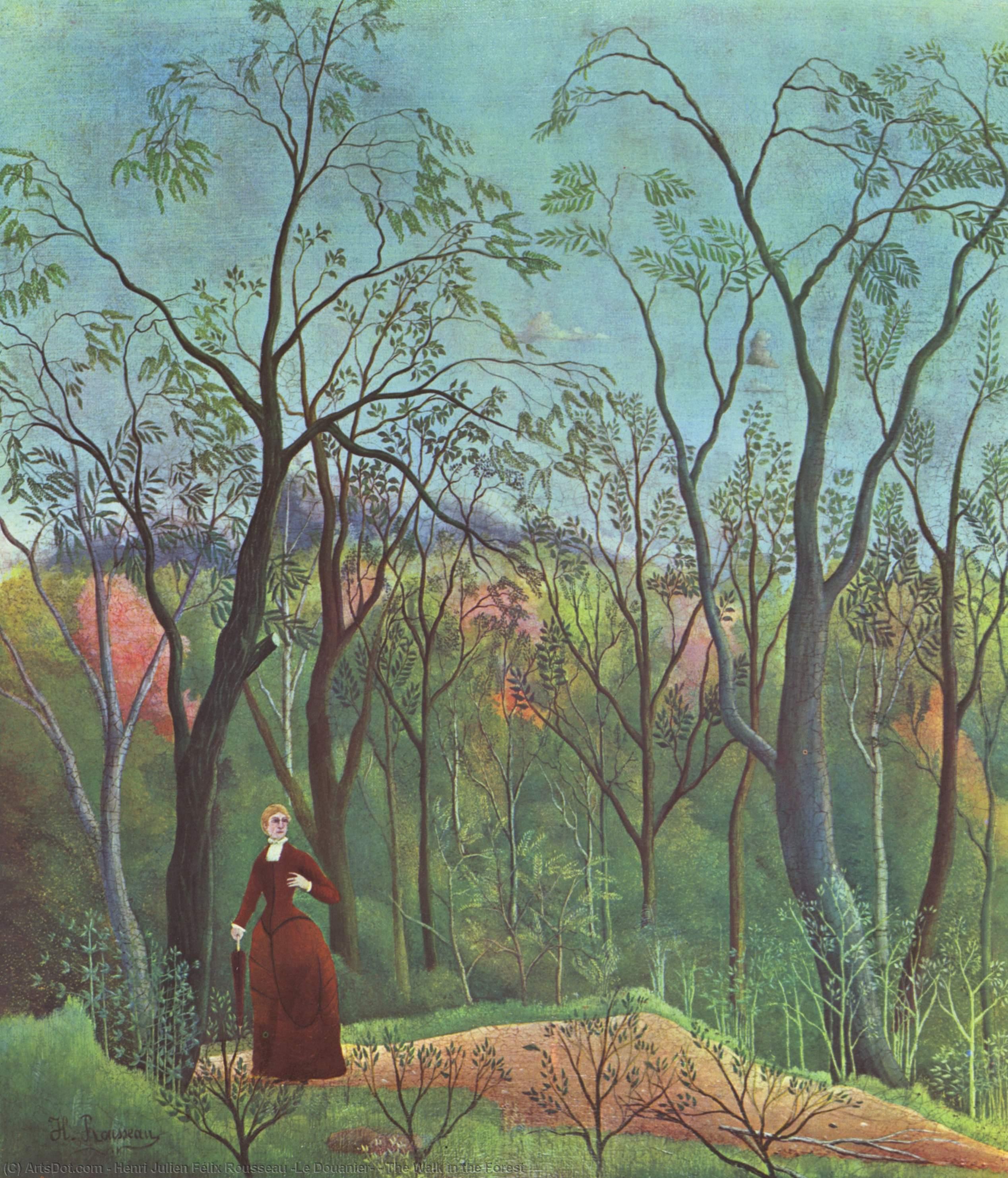 WikiOO.org – 美術百科全書 - 繪畫，作品 Henri Julien Félix Rousseau (Le Douanier) -  的 走路  在 森林