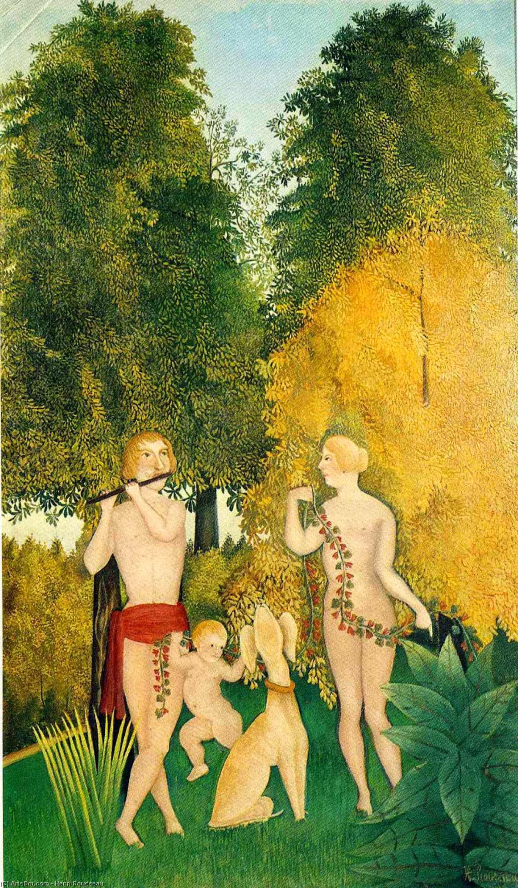 WikiOO.org - Encyclopedia of Fine Arts - Maleri, Artwork Henri Julien Félix Rousseau (Le Douanier) - The Happy Quartet