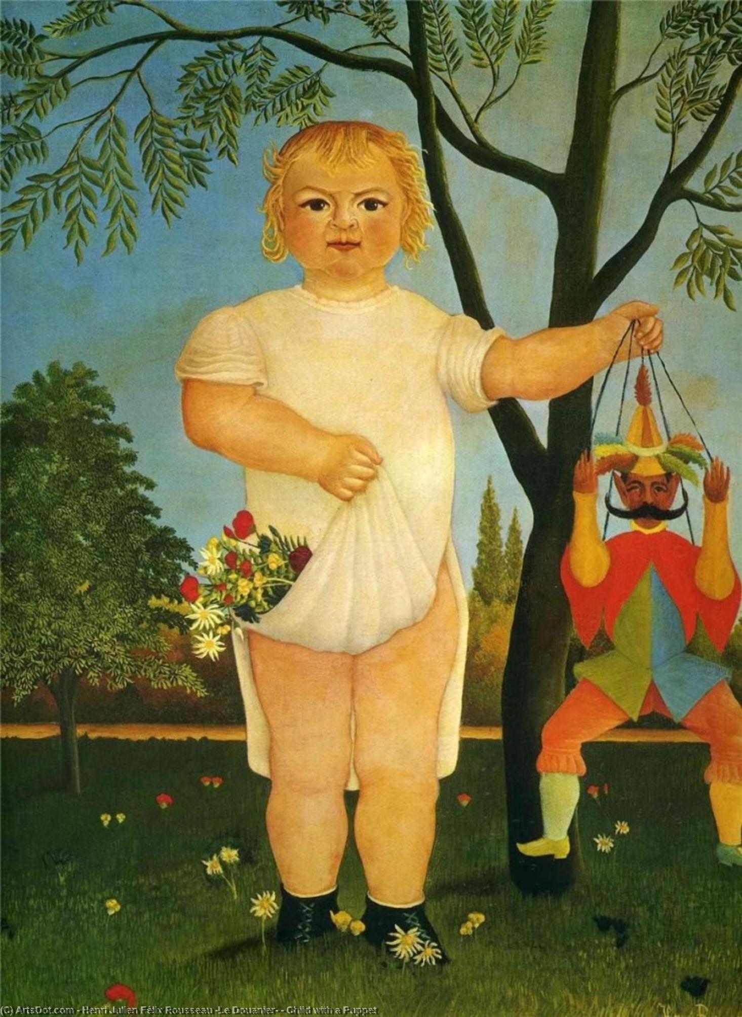 WikiOO.org - 백과 사전 - 회화, 삽화 Henri Julien Félix Rousseau (Le Douanier) - Child with a Puppet