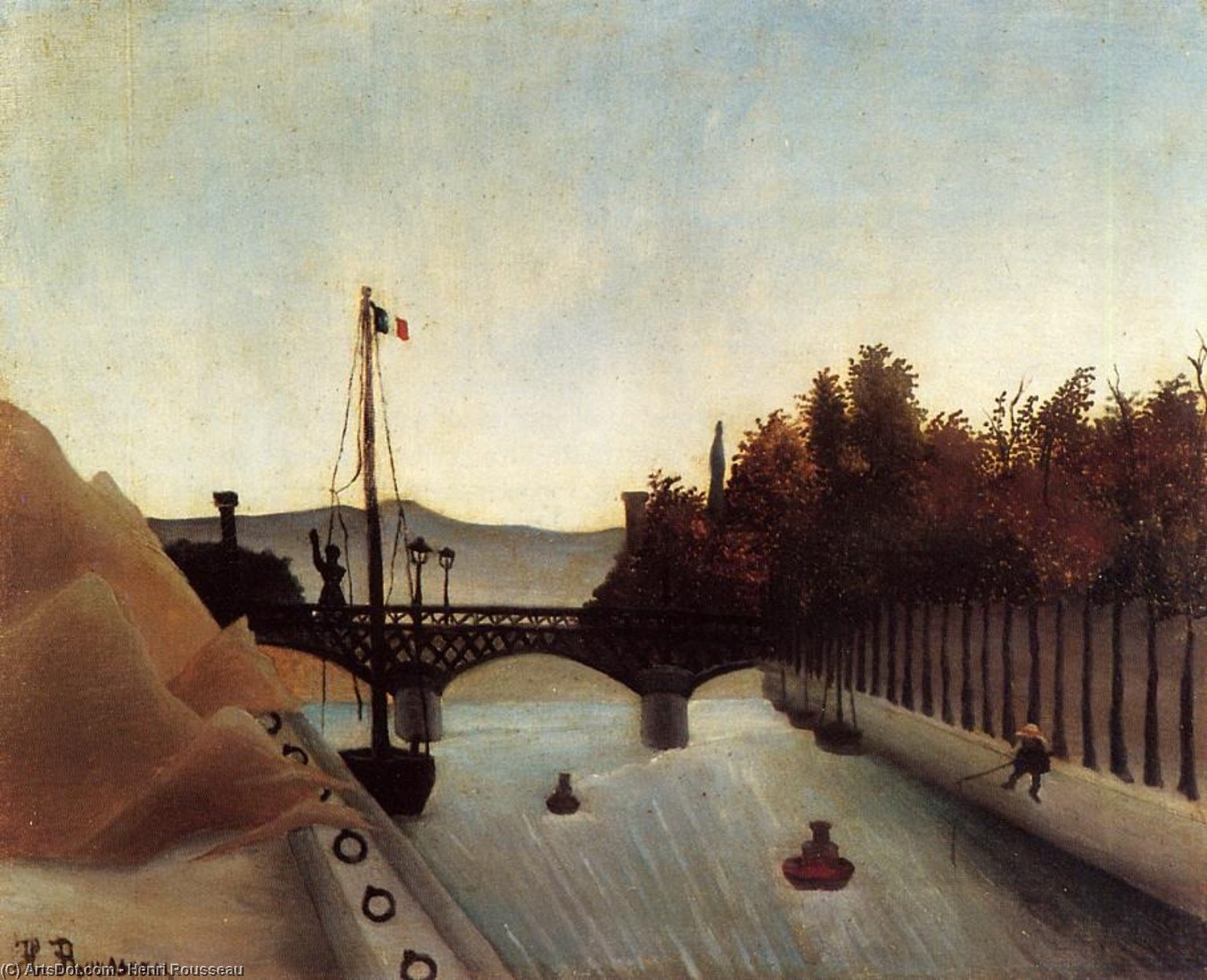 WikiOO.org - Encyclopedia of Fine Arts - Maleri, Artwork Henri Julien Félix Rousseau (Le Douanier) - Footbridge at Passy