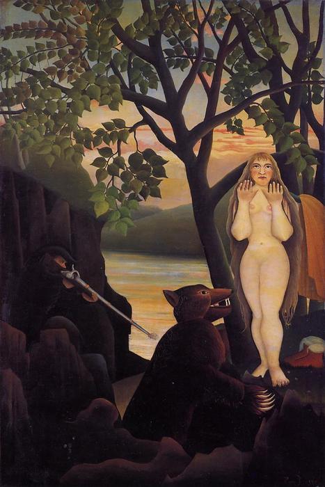 WikiOO.org – 美術百科全書 - 繪畫，作品 Henri Julien Félix Rousseau (Le Douanier) - 裸体 和  熊