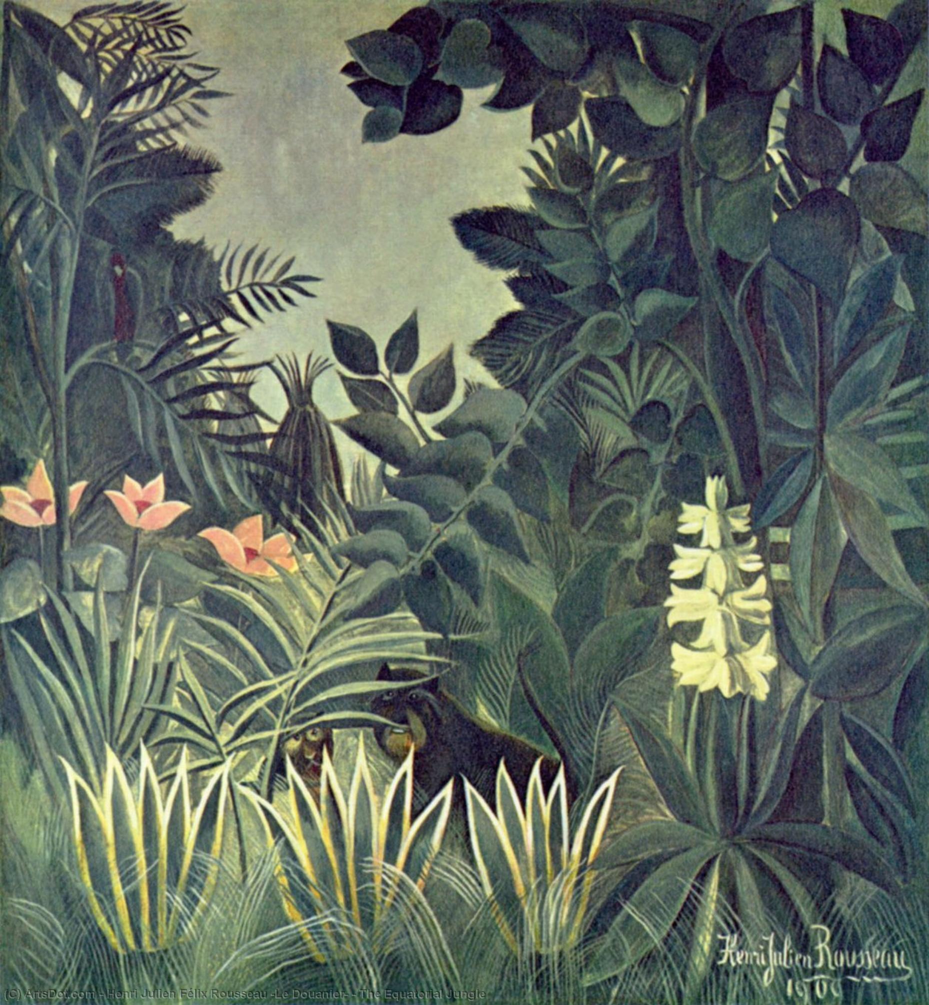 Wikioo.org - The Encyclopedia of Fine Arts - Painting, Artwork by Henri Julien Félix Rousseau (Le Douanier) - The Equatorial Jungle