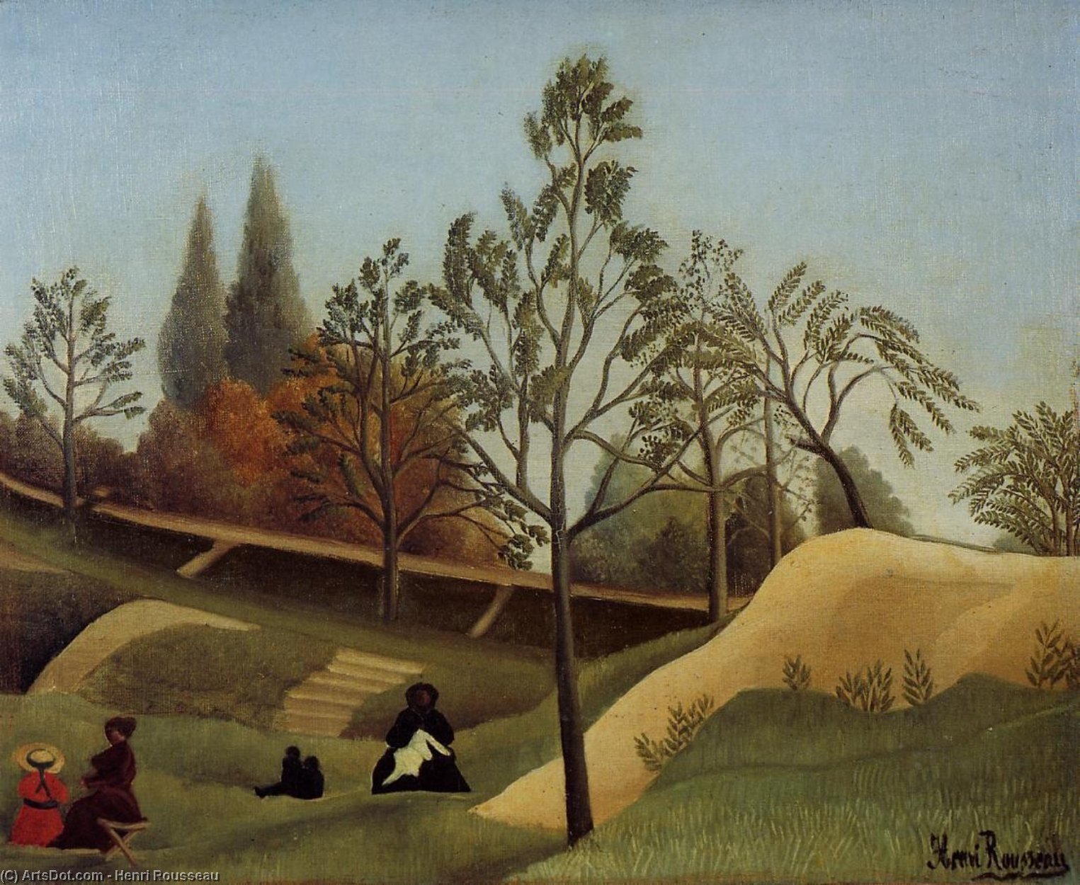 Wikioo.org - The Encyclopedia of Fine Arts - Painting, Artwork by Henri Julien Félix Rousseau (Le Douanier) - View of the Fortifications