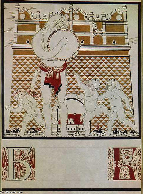 WikiOO.org - Encyclopedia of Fine Arts - Maleri, Artwork Heorhiy Narbut - Sheet 'B' from the album 'Ukrainian alphabet'