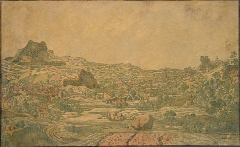 WikiOO.org - Encyclopedia of Fine Arts - Maľba, Artwork Hercules Seghers - Town with four towers