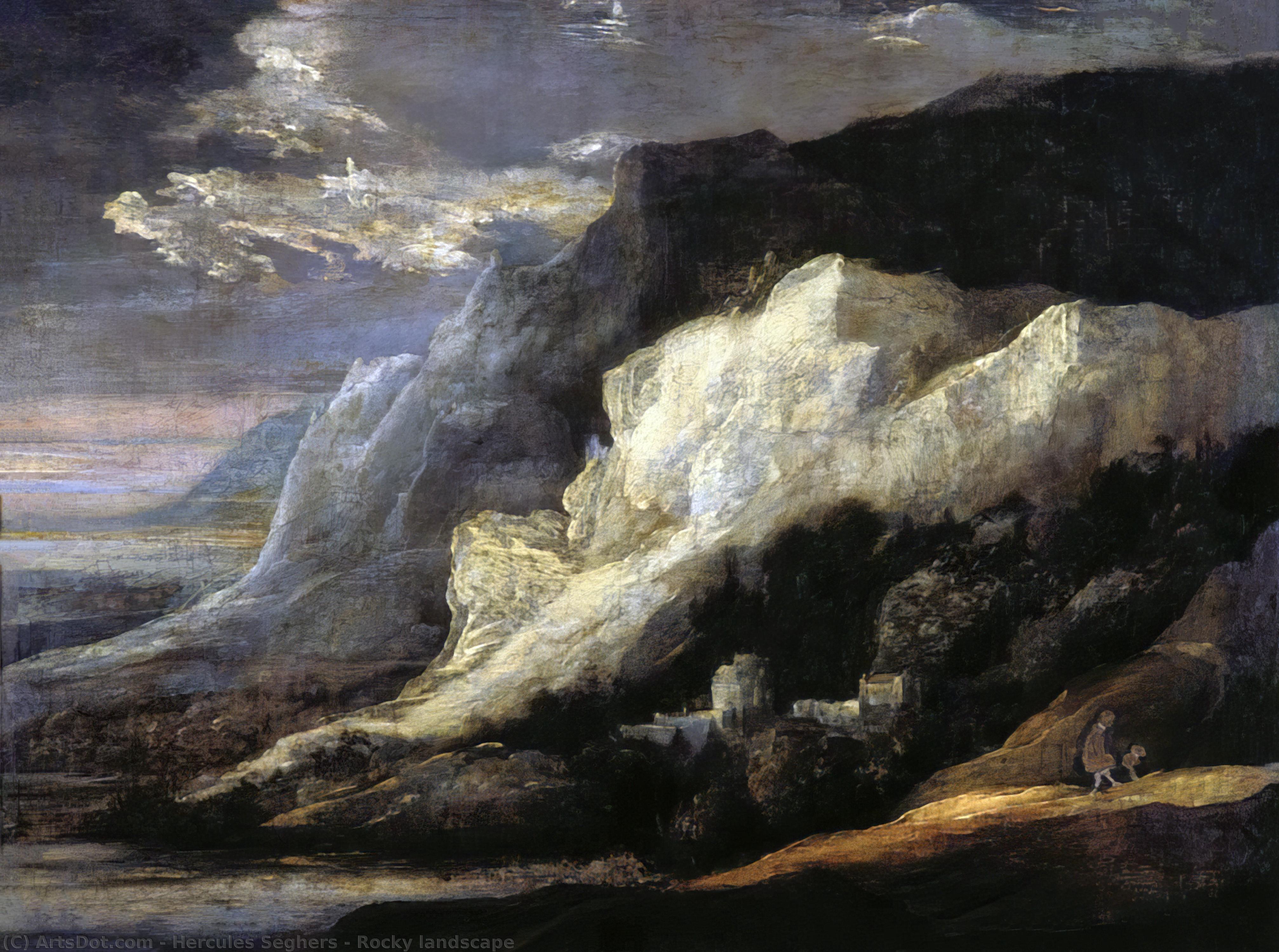 Wikioo.org - The Encyclopedia of Fine Arts - Painting, Artwork by Hercules Seghers - Rocky landscape