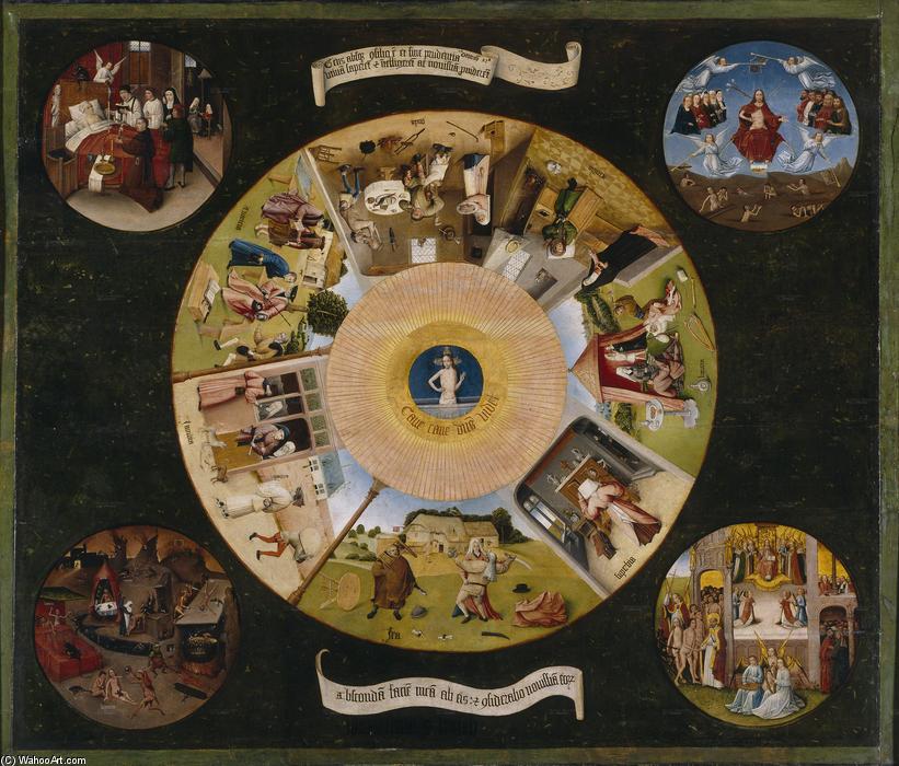 Wikoo.org - موسوعة الفنون الجميلة - اللوحة، العمل الفني Hieronymus Bosch - The Seven Deadly Sins and the Four Last Things
