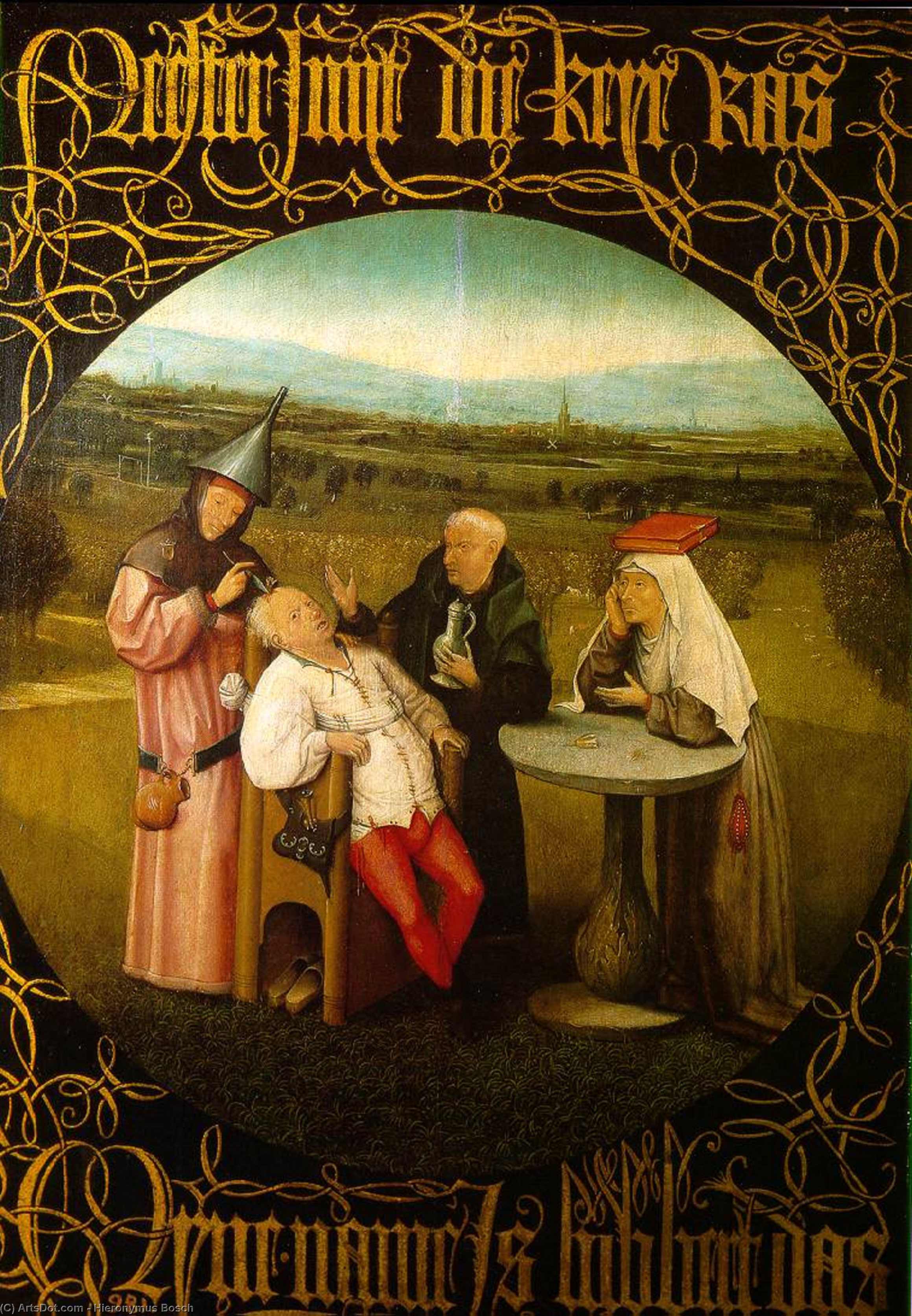 Wikioo.org - The Encyclopedia of Fine Arts - Painting, Artwork by Hieronymus Bosch - The Stone Operation / The Extraction of the Stone Madness / The Cure of Folly