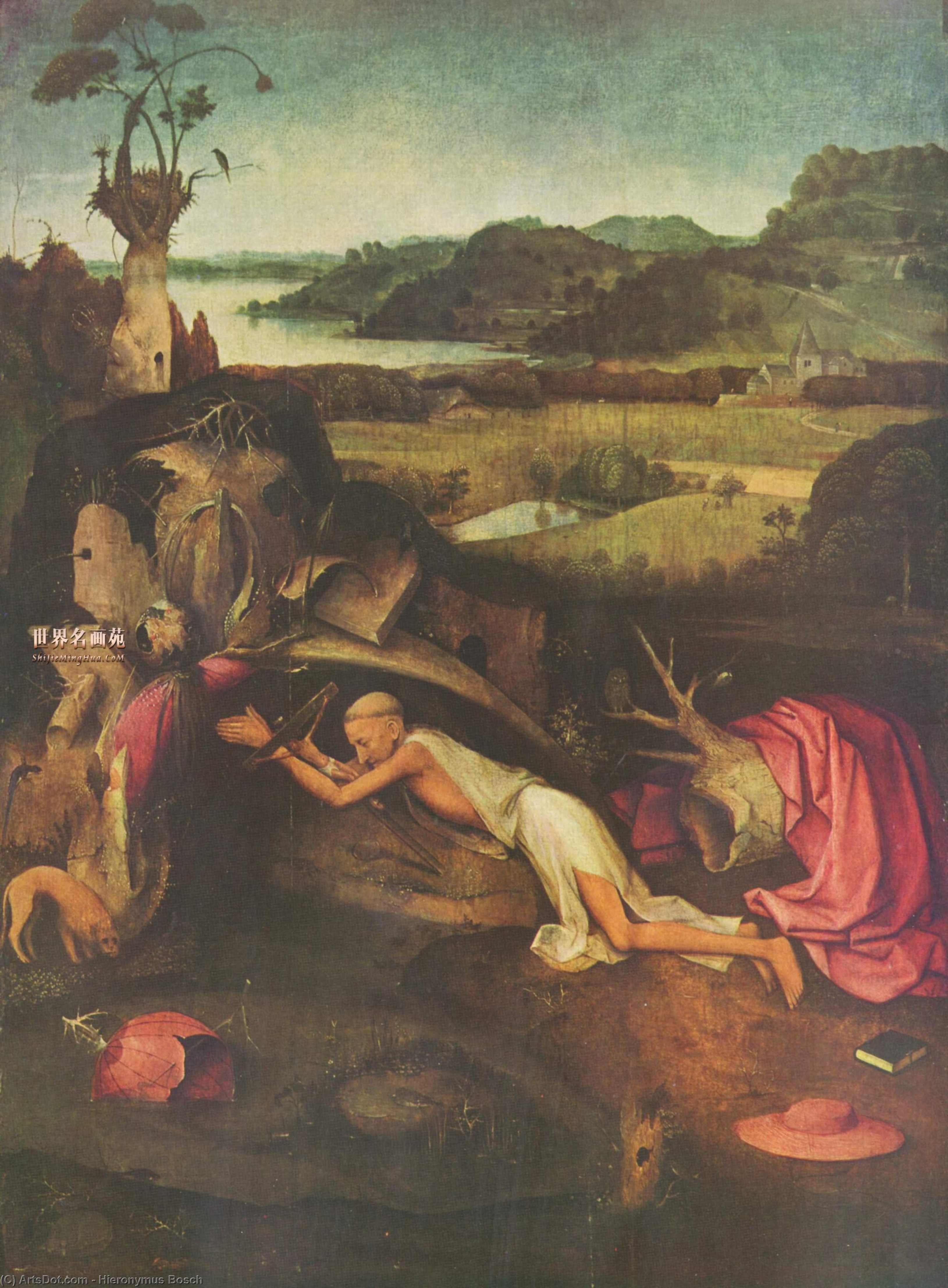 WikiOO.org - Encyclopedia of Fine Arts - Festés, Grafika Hieronymus Bosch - St. Jerome Praying