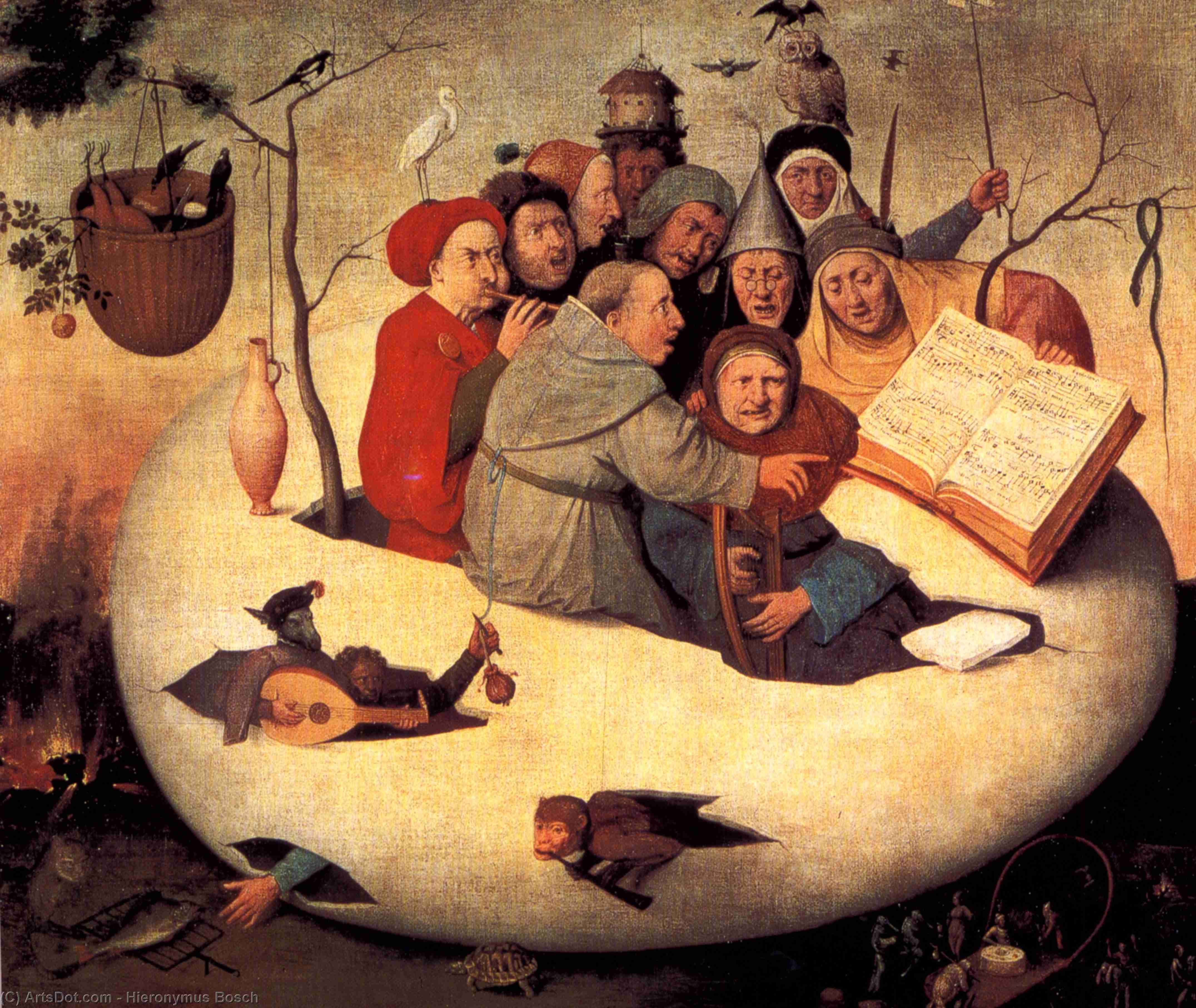 WikiOO.org - Encyclopedia of Fine Arts - Festés, Grafika Hieronymus Bosch - The Concert in the Egg