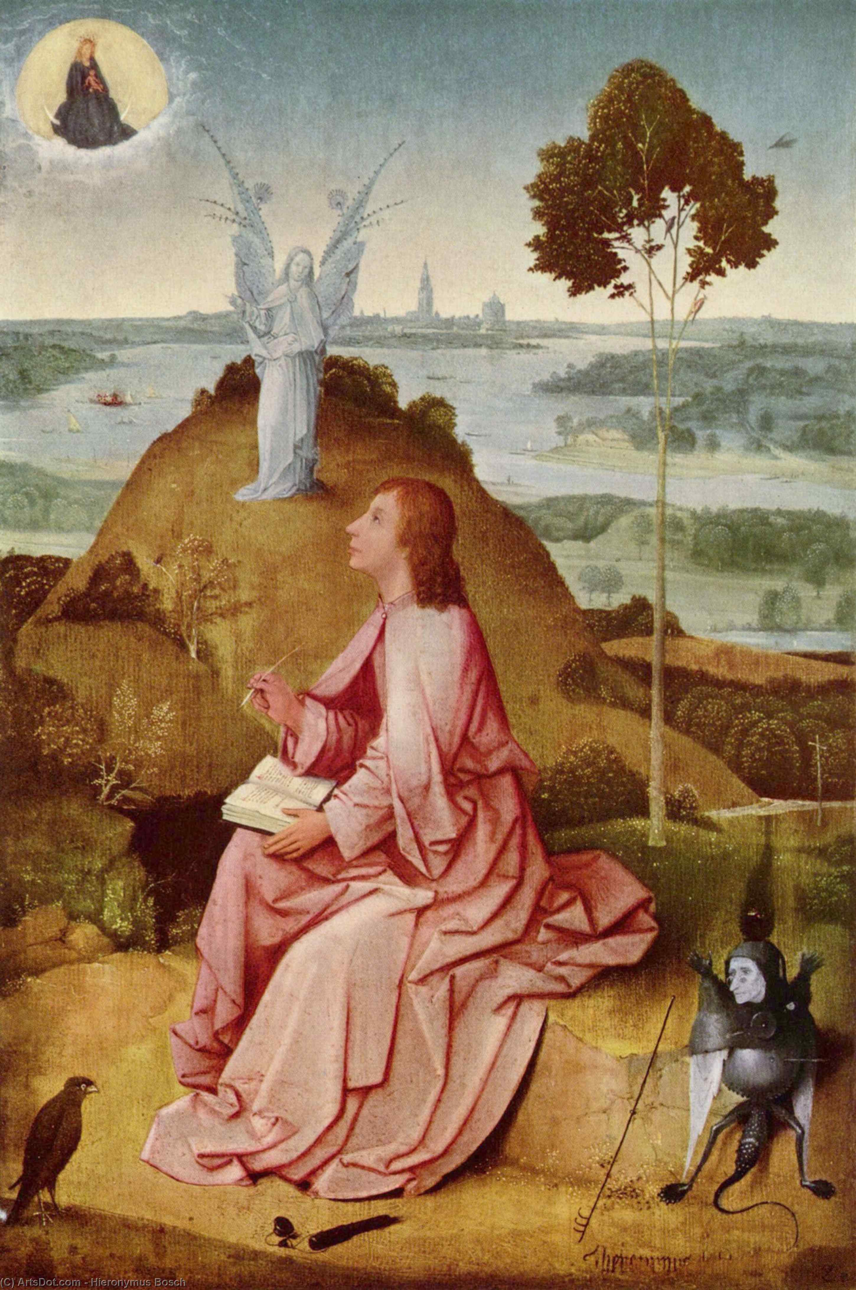 Wikioo.org – La Enciclopedia de las Bellas Artes - Pintura, Obras de arte de Hieronymus Bosch - San Juan Evangelista en Patmos