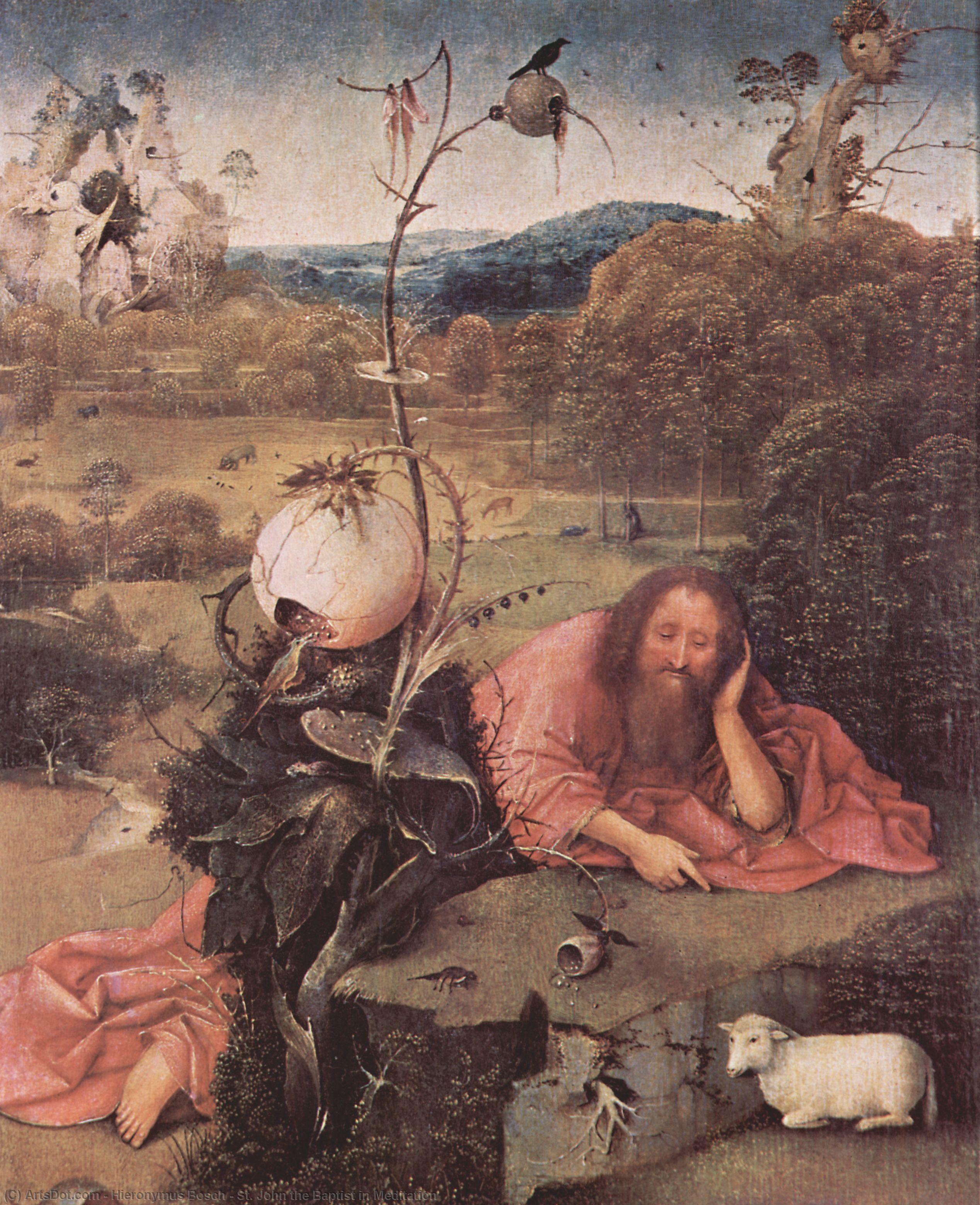 Wikioo.org – La Enciclopedia de las Bellas Artes - Pintura, Obras de arte de Hieronymus Bosch - san Juan el Bautista cómo  meditación