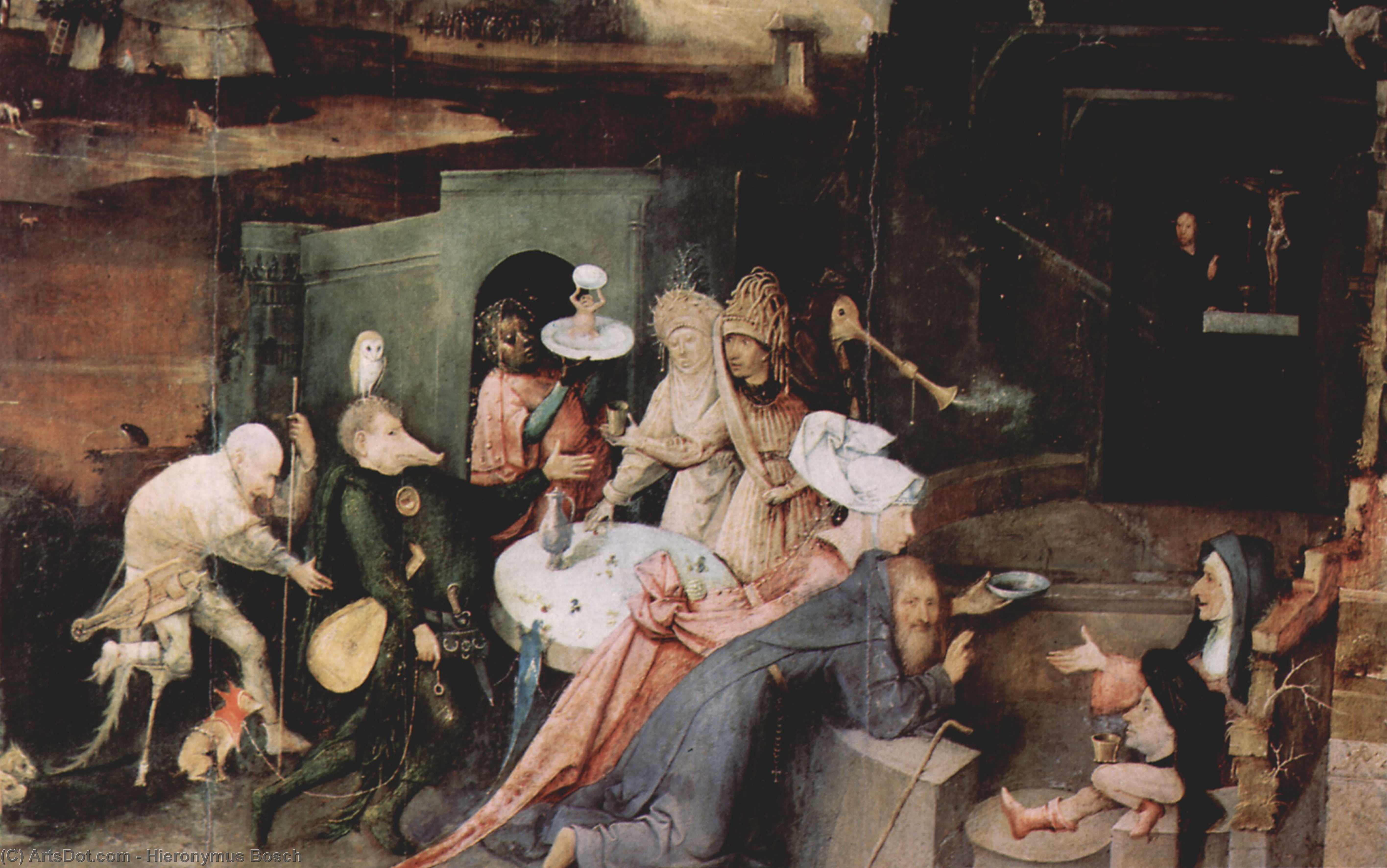 Wikioo.org – La Enciclopedia de las Bellas Artes - Pintura, Obras de arte de Hieronymus Bosch - el la tentación de san Antonio  Detalle