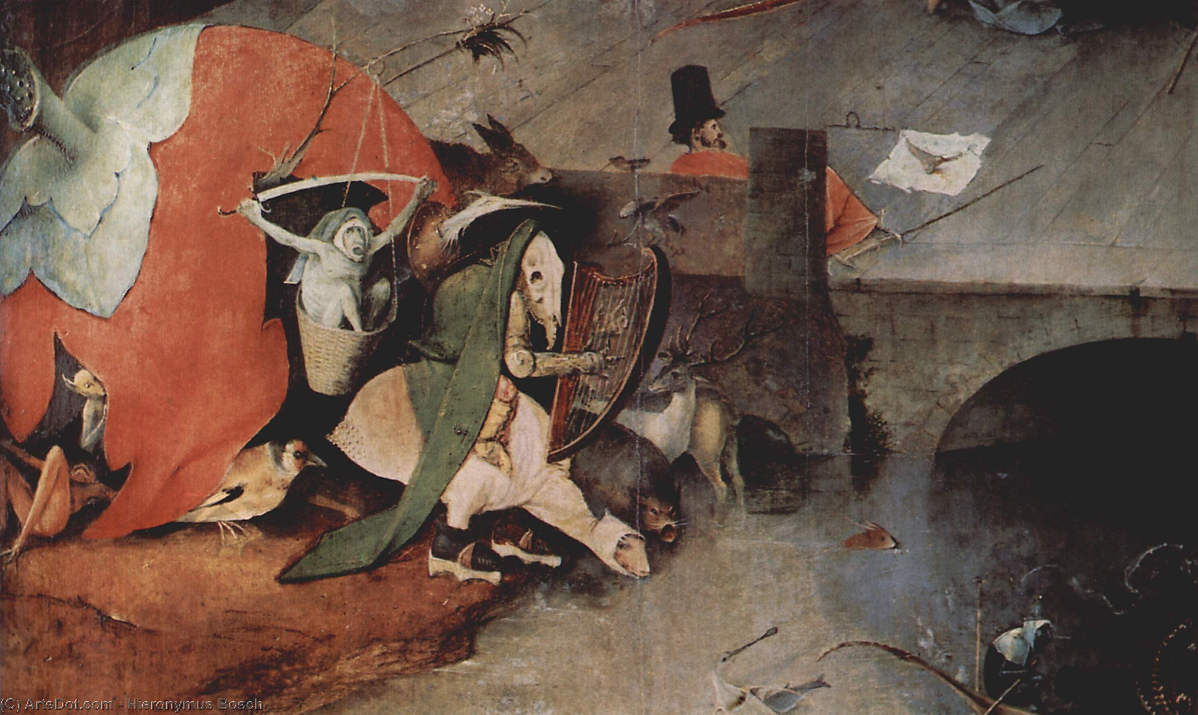 WikiOO.org - Encyclopedia of Fine Arts - Festés, Grafika Hieronymus Bosch - The Temptation of St. Anthony (detail)