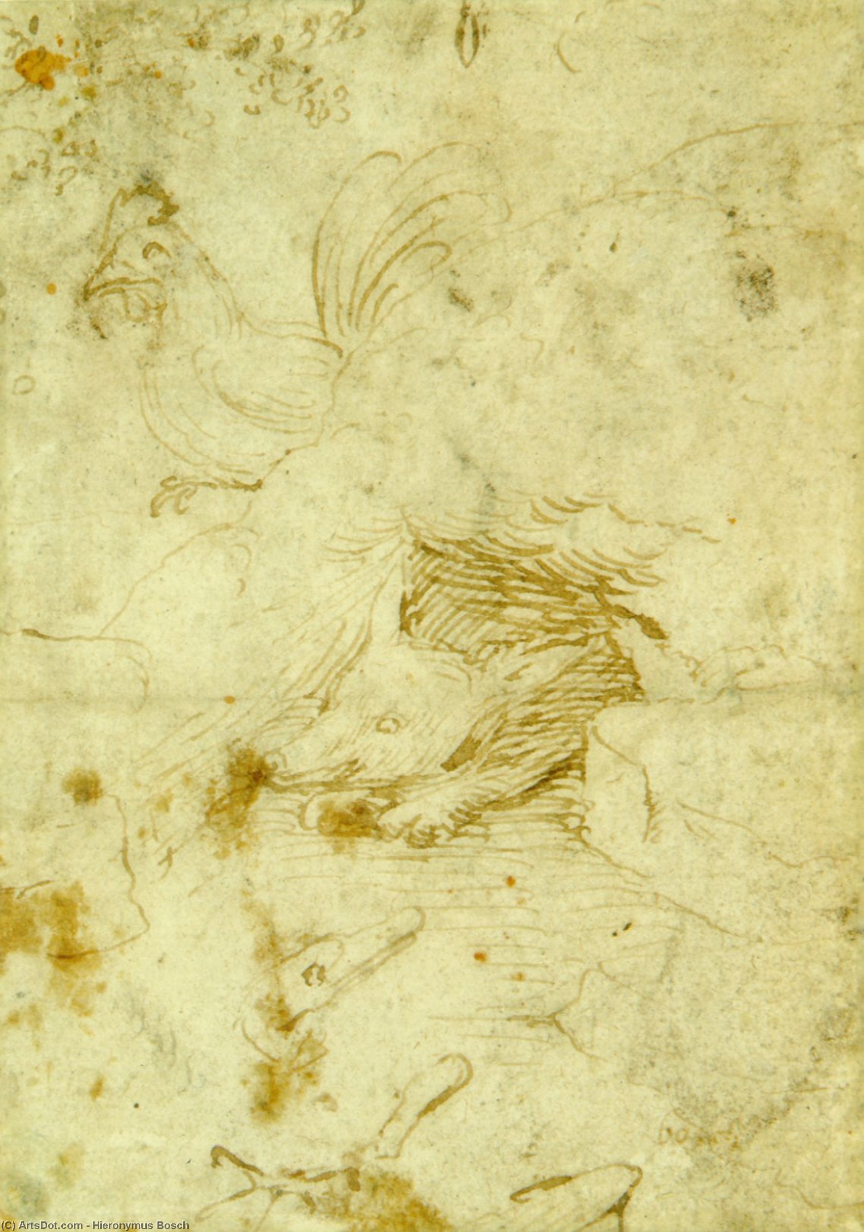 Wikioo.org – La Enciclopedia de las Bellas Artes - Pintura, Obras de arte de Hieronymus Bosch - Fox y el gallo
