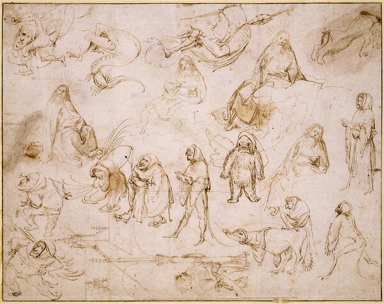 Wikioo.org – La Enciclopedia de las Bellas Artes - Pintura, Obras de arte de Hieronymus Bosch - bosquejos porque  Un  tentación  todaclasede  san  Antonio