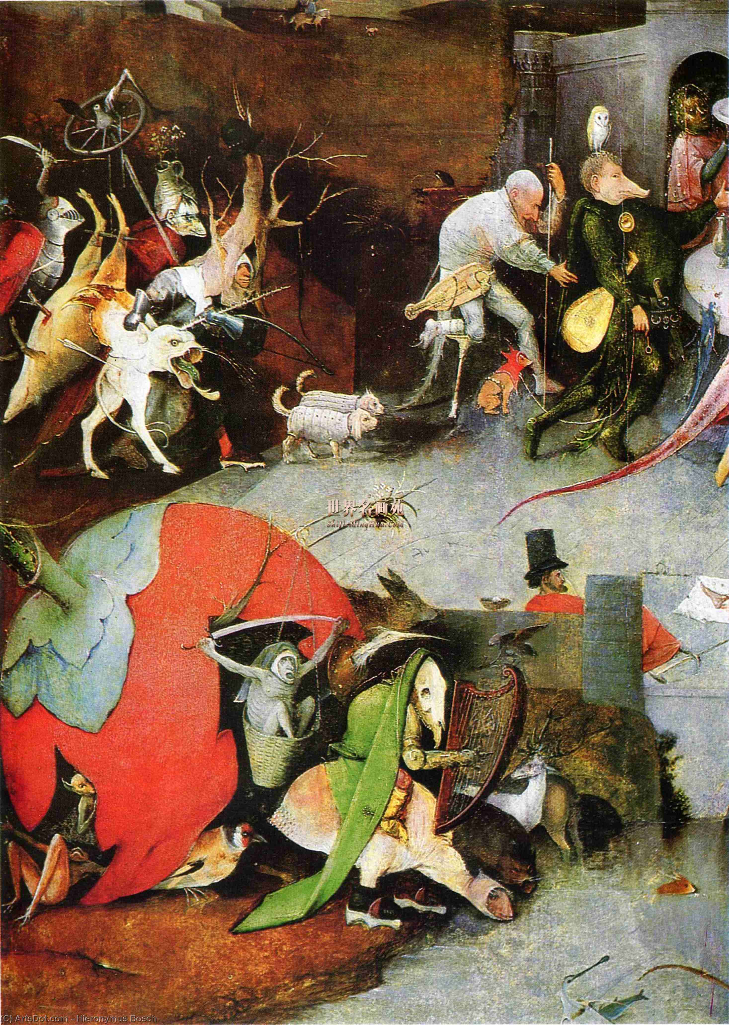 Wikioo.org – La Enciclopedia de las Bellas Artes - Pintura, Obras de arte de Hieronymus Bosch - Tentación de San Antonio Detalle