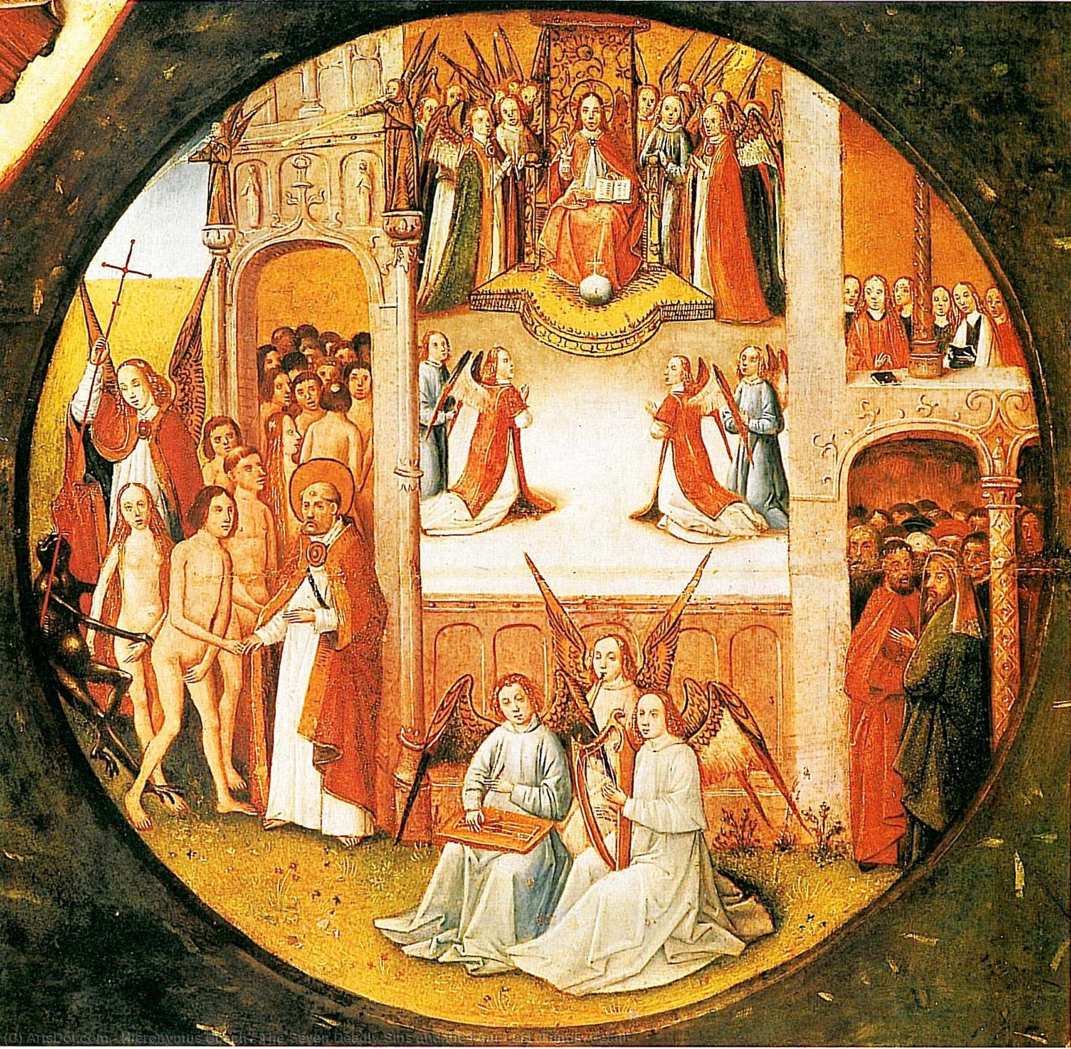 Wikioo.org – La Enciclopedia de las Bellas Artes - Pintura, Obras de arte de Hieronymus Bosch - el siete mortal pecados y el cuatro último las cosas ( detalle )