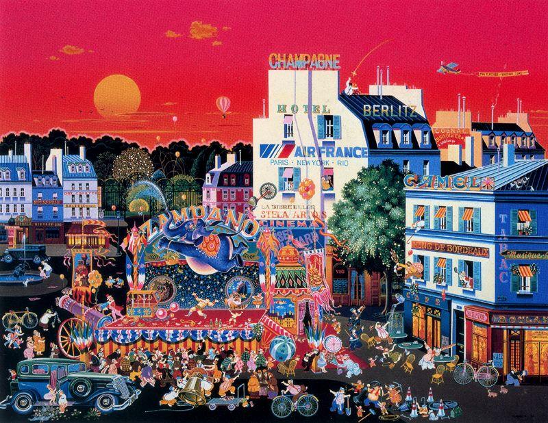 Wikioo.org - The Encyclopedia of Fine Arts - Painting, Artwork by Hiro Yamagata - Circus In The Square