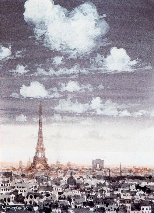 WikiOO.org - Encyclopedia of Fine Arts - Lukisan, Artwork Hiro Yamagata - Tower at Dusk