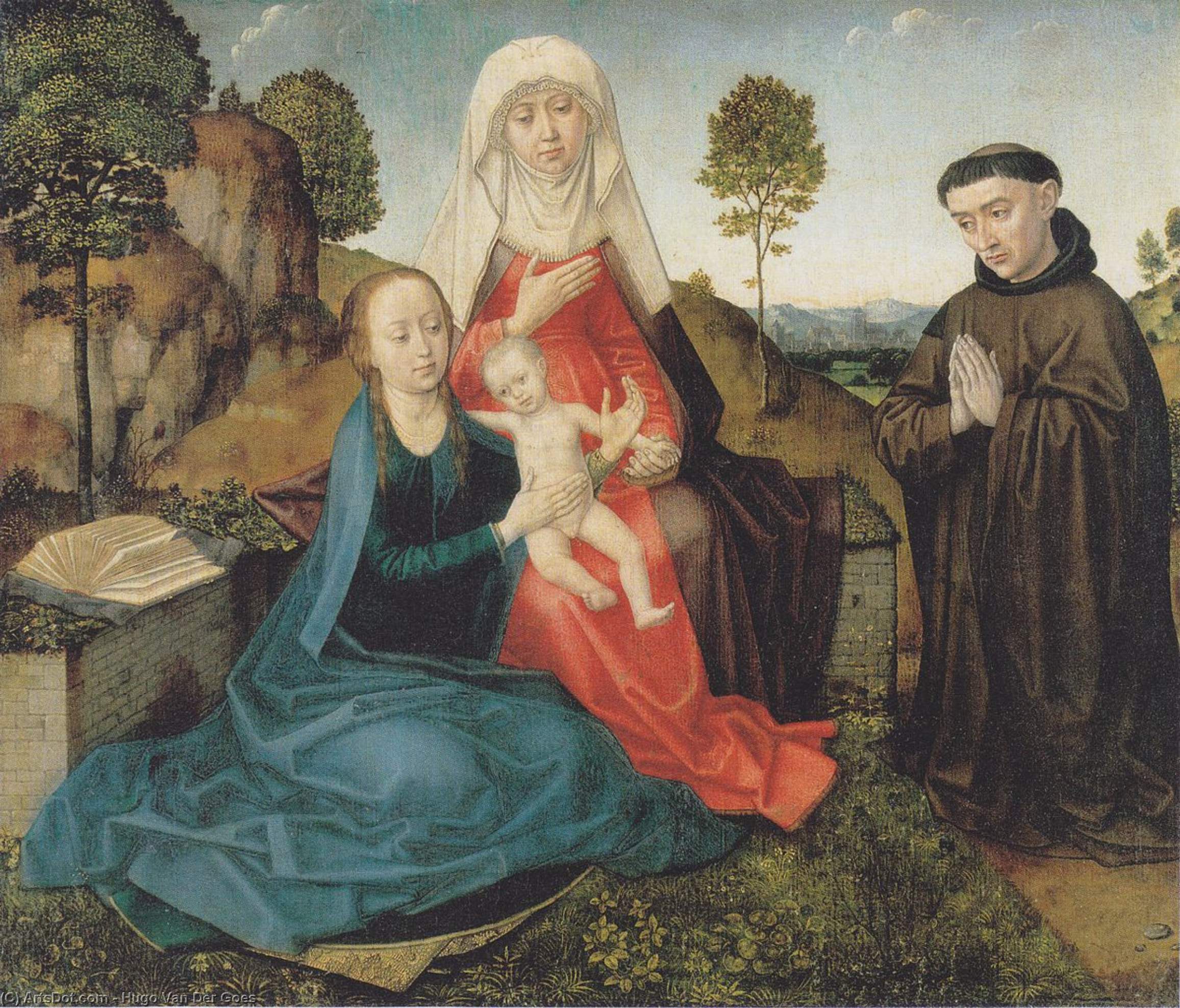 Wikioo.org - The Encyclopedia of Fine Arts - Painting, Artwork by Hugo Van Der Goes - Virgin and Child With St. Anne and a Franciscan donor