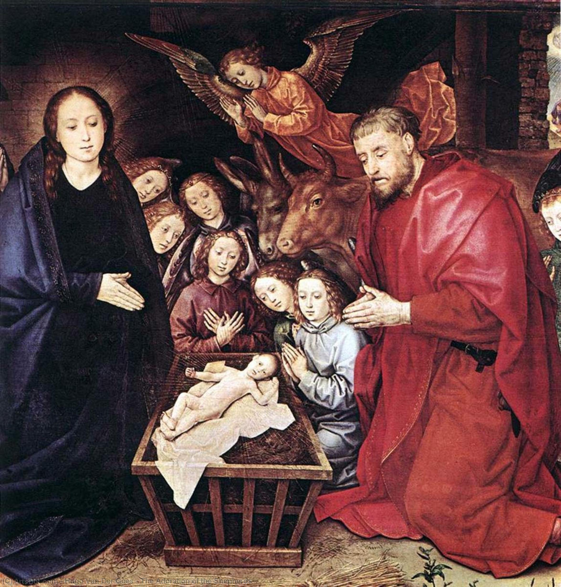 Wikioo.org - The Encyclopedia of Fine Arts - Painting, Artwork by Hugo Van Der Goes - The Adoration of the Shepherds