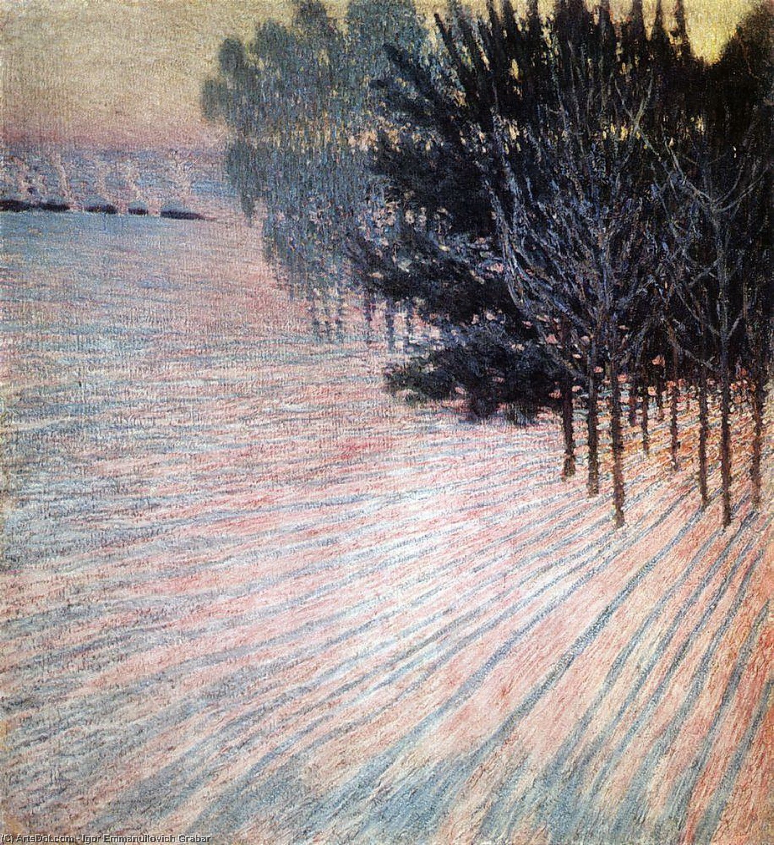 Wikioo.org - The Encyclopedia of Fine Arts - Painting, Artwork by Igor Emmanuilovich Grabar - Frosty Morning. Pink Rays